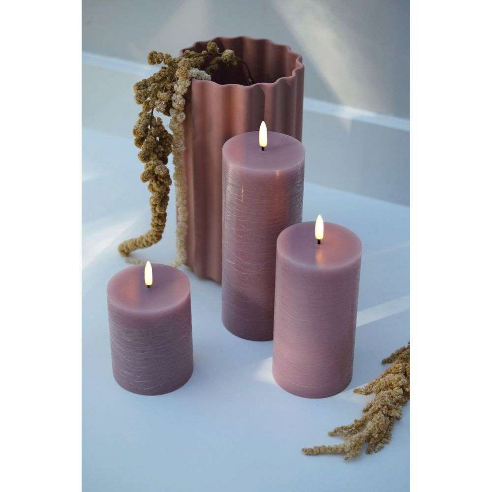 Pillar Candle LED 7,8 x 15,2 cm Rustic Dusty Rose - Uyuni Lighting