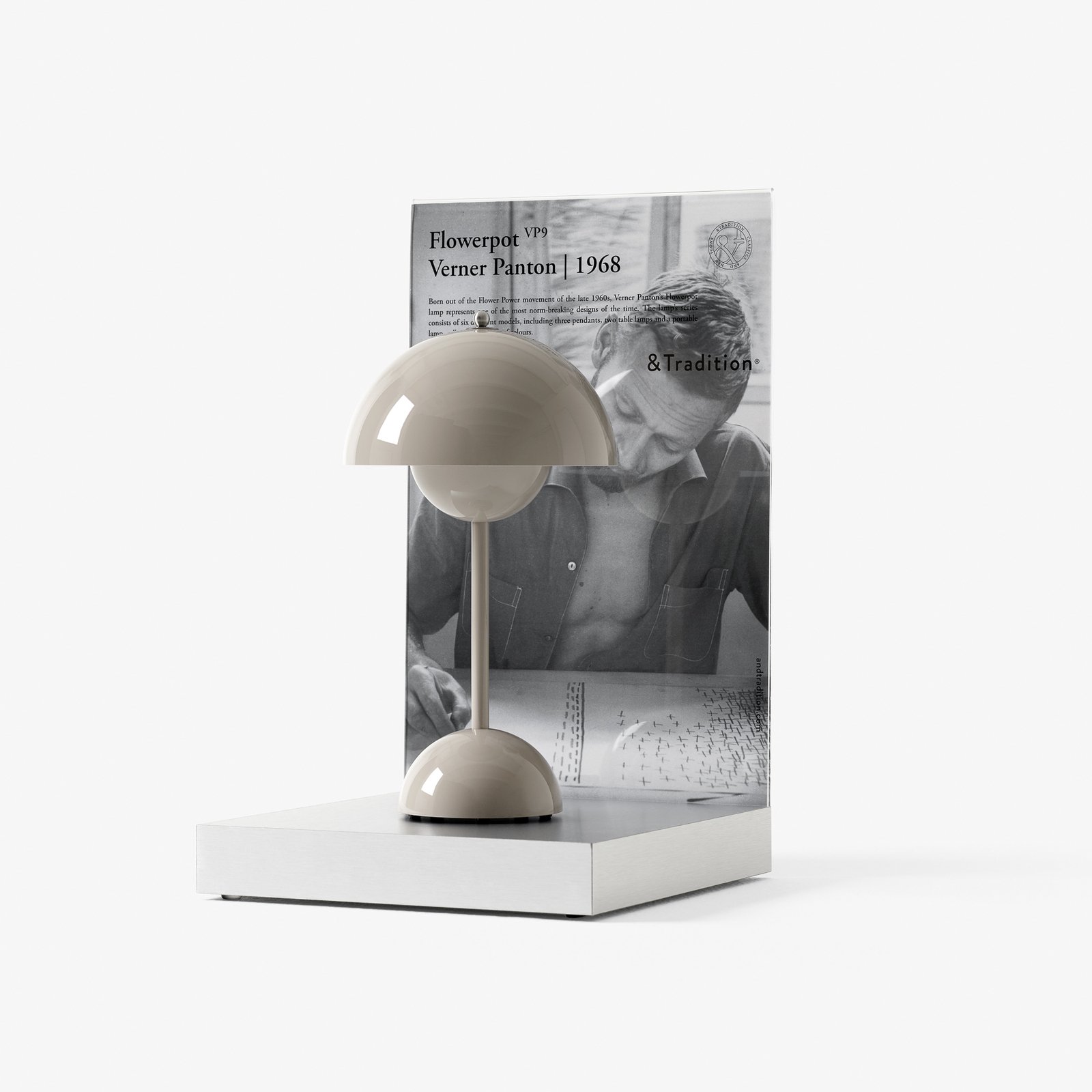 Flowerpot VP9 Portable Tischleuchte Grey Beige - &Tradition