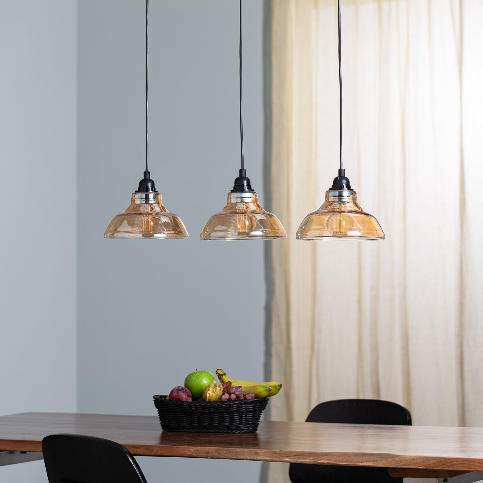 Lampa żyrandol Dilberay 326-S 3-punktowa bursztynowy/czarny