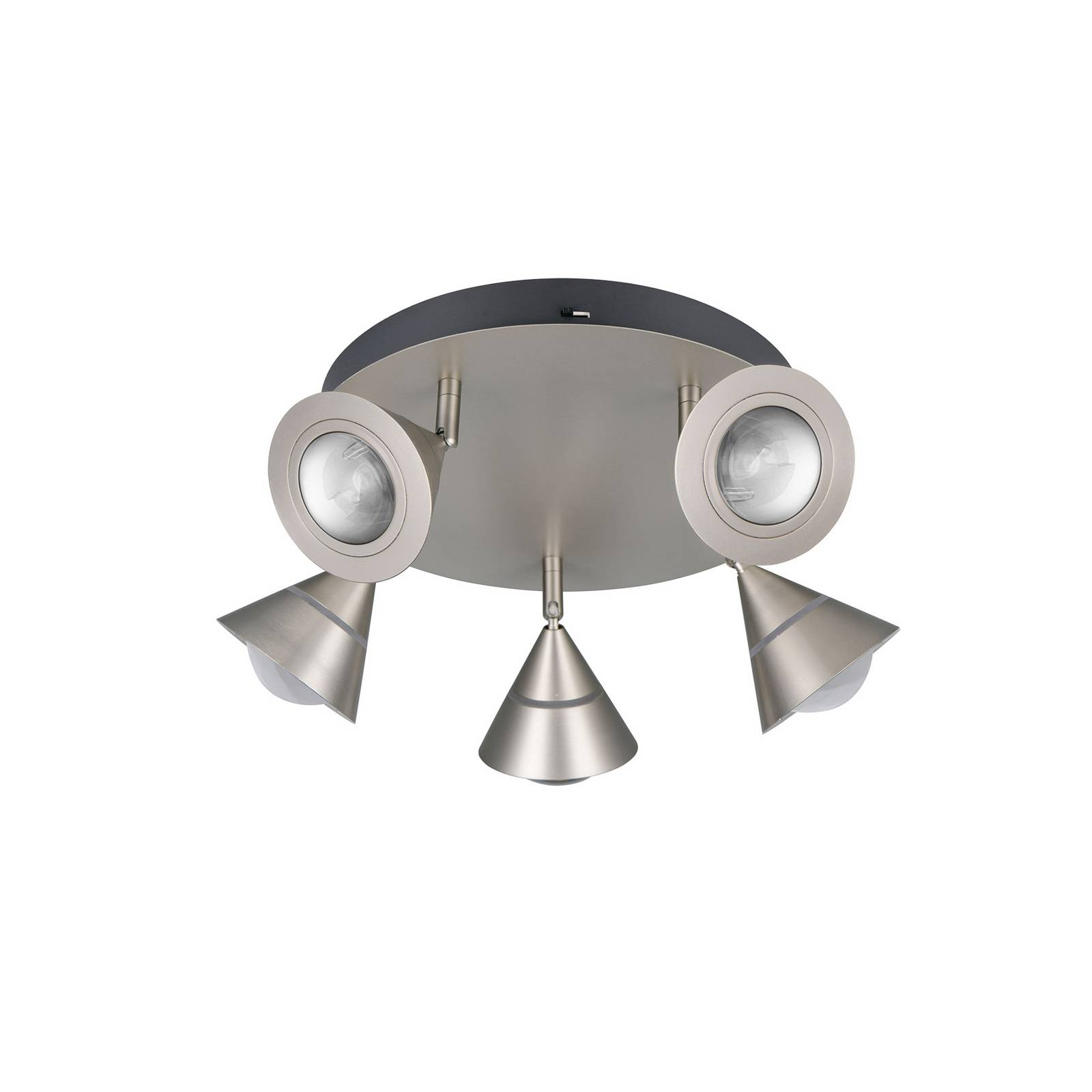 LED-Deckenstrahler Romeo, Ø 30 cm, nickelfarben, 5-flg.