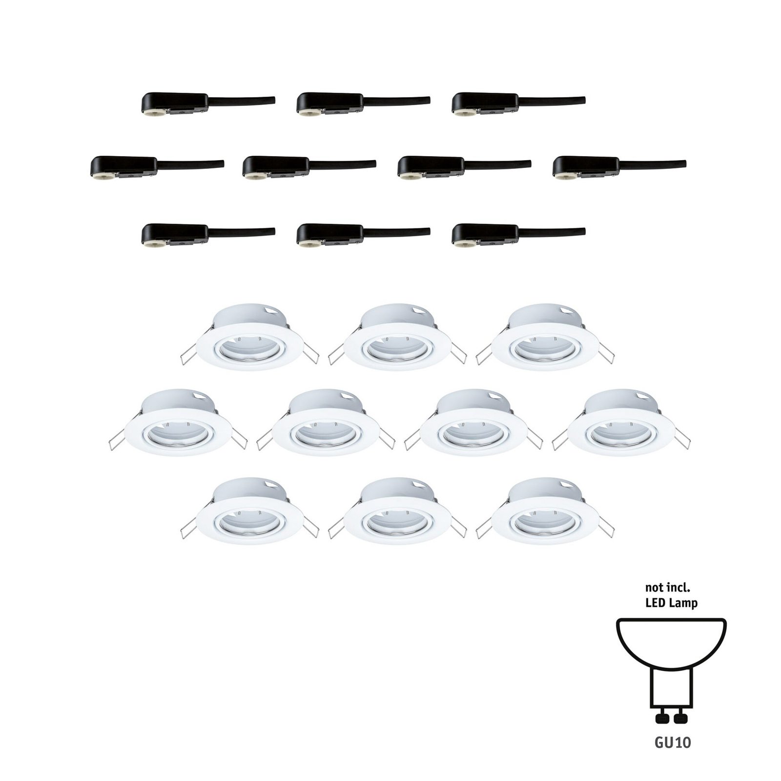 Base recessed spotlight, set of 10, white - Paulmann