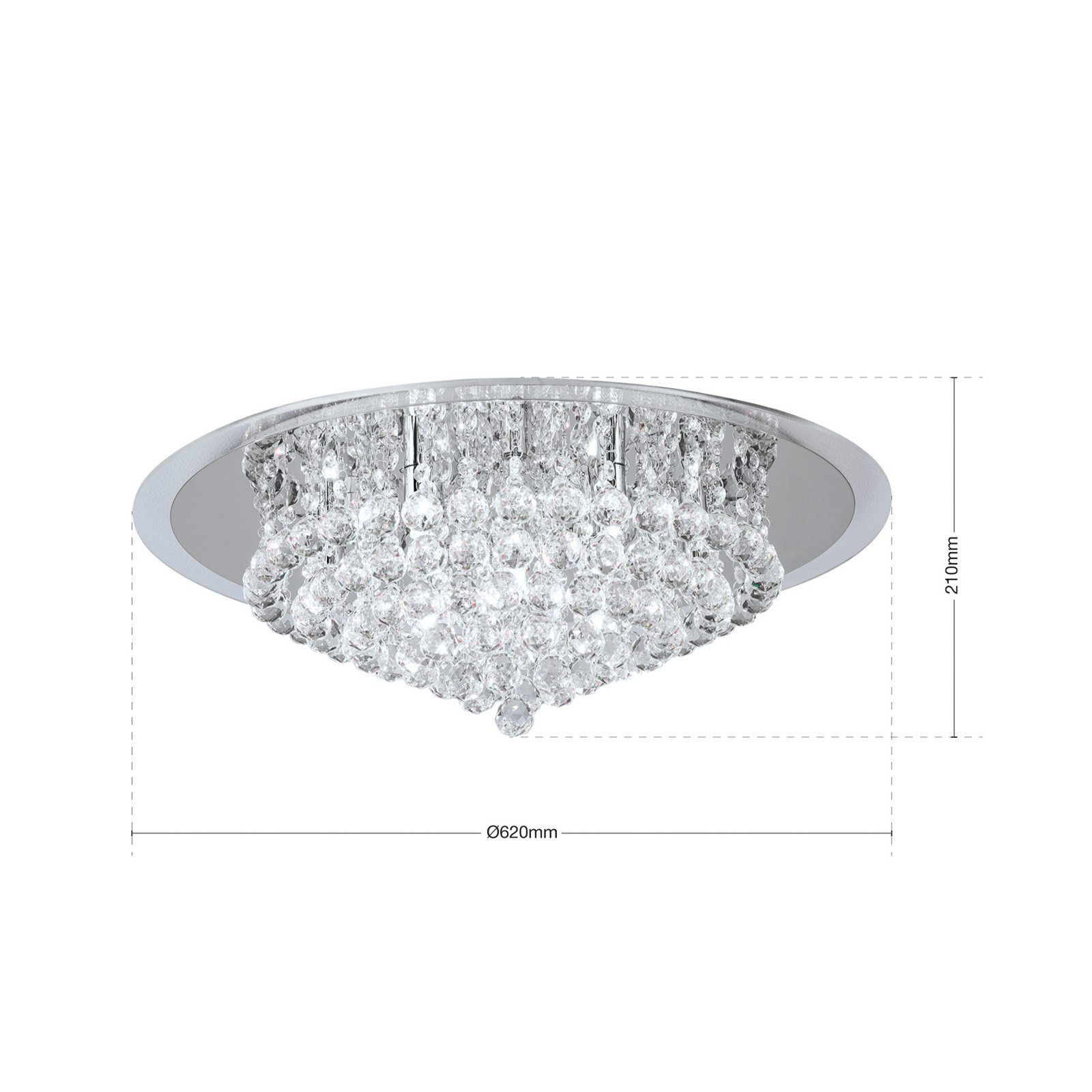 Carol Chrome Ceiling Light with Crystal Decoration