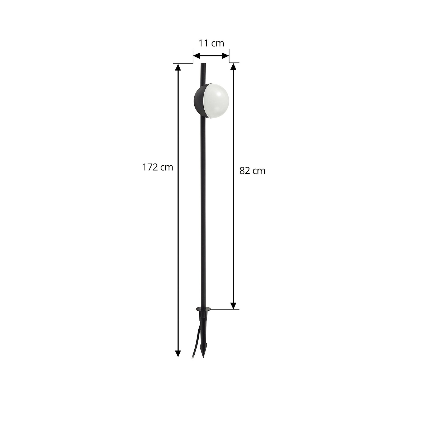 Lindby LED grondspies lamp Darleen, grijs, aluminium, Ø 10 cm