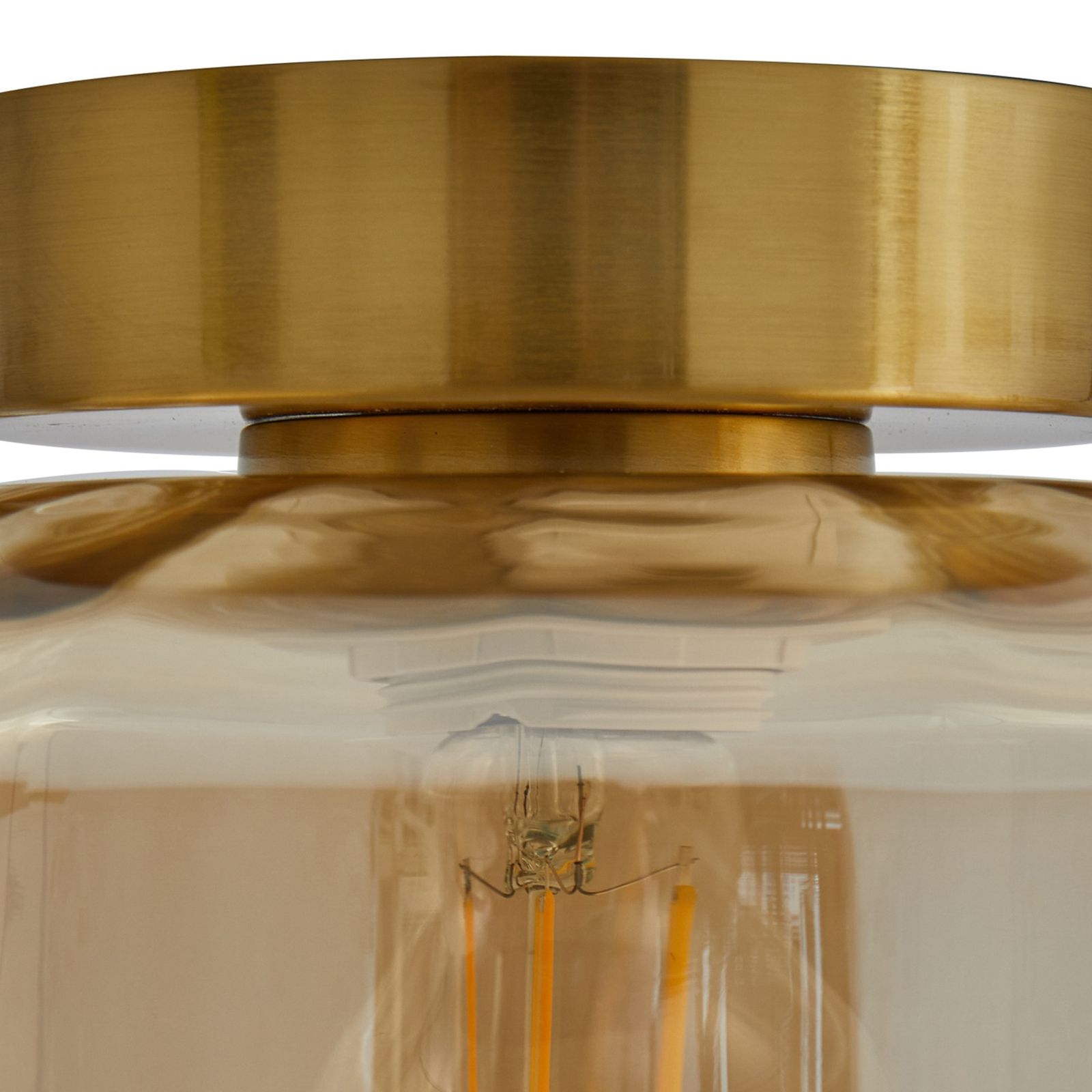 Lindby ceiling light Hildur, amber, glass, Ø 22 cm