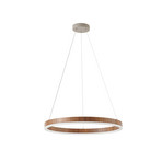 Suspension LED Thelma, noyer/gris, Ø 70 cm - Lucande