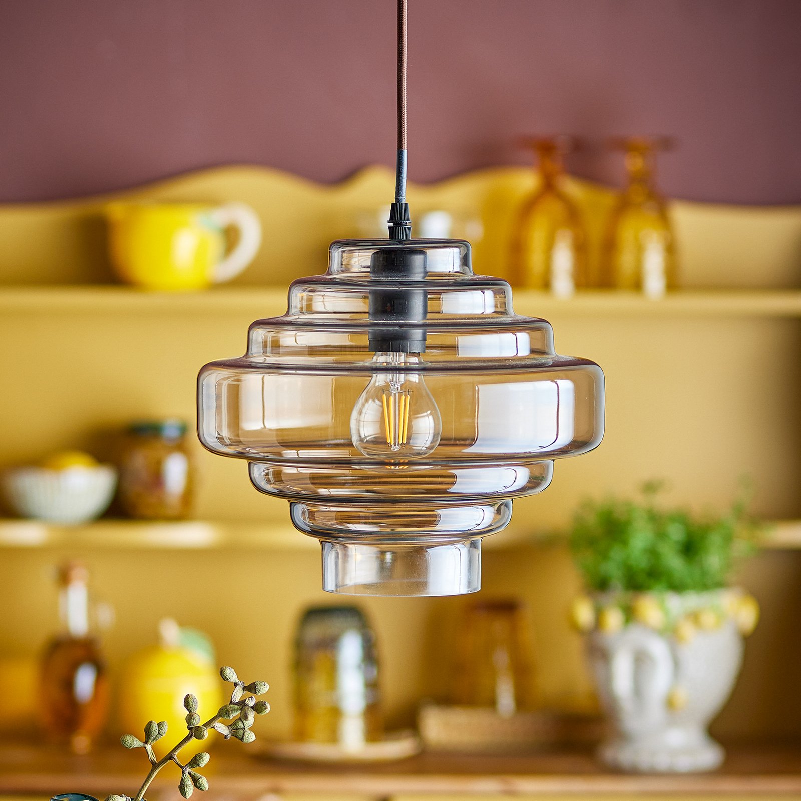 Ilua Hängeleuchte, Glas, braun getönt - BLOOMINGVILLE Ilua Hängeleuchte, Glas, braun getönt - BLOOMINGVILLE