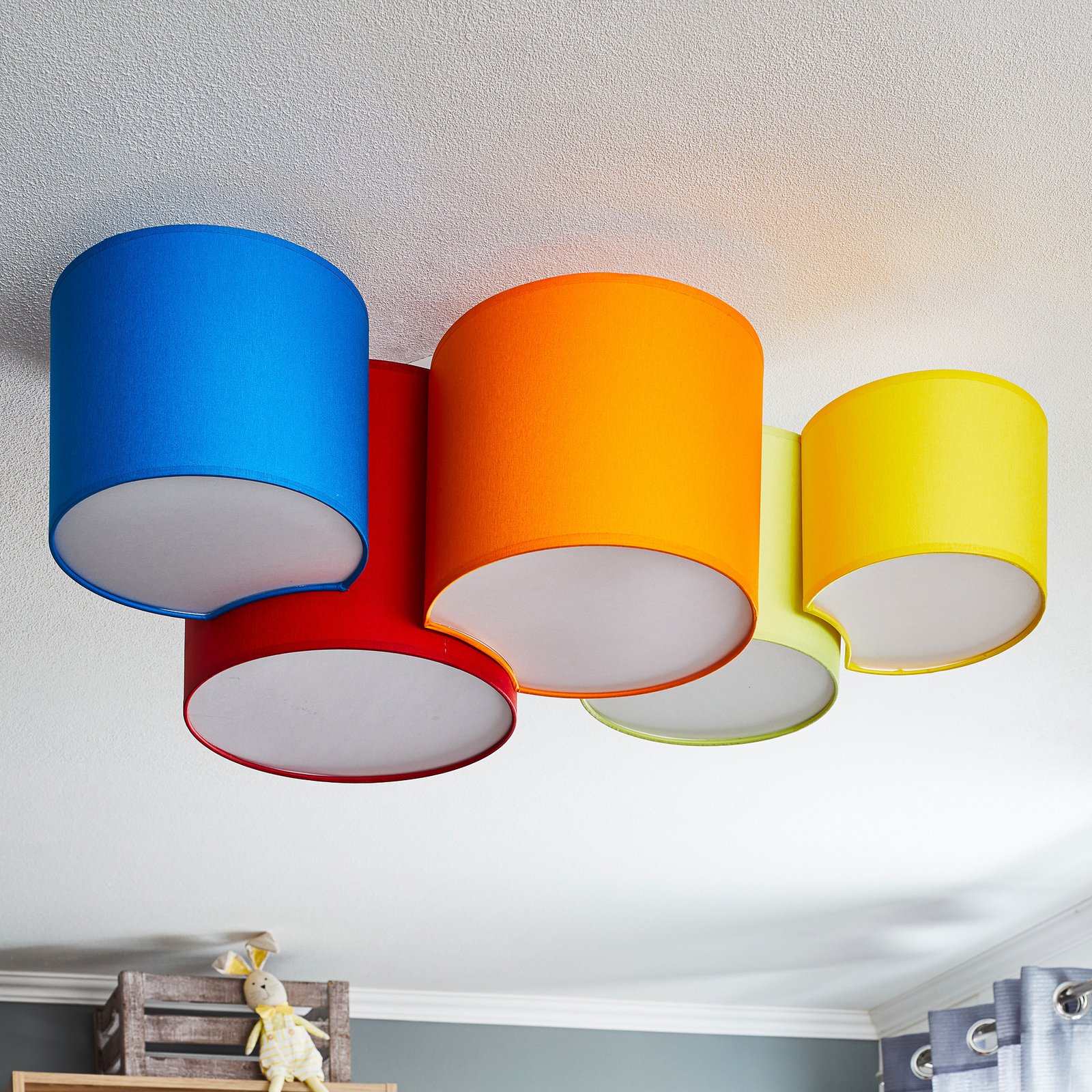 Mona ceiling light, 5-bulb, multicoloured