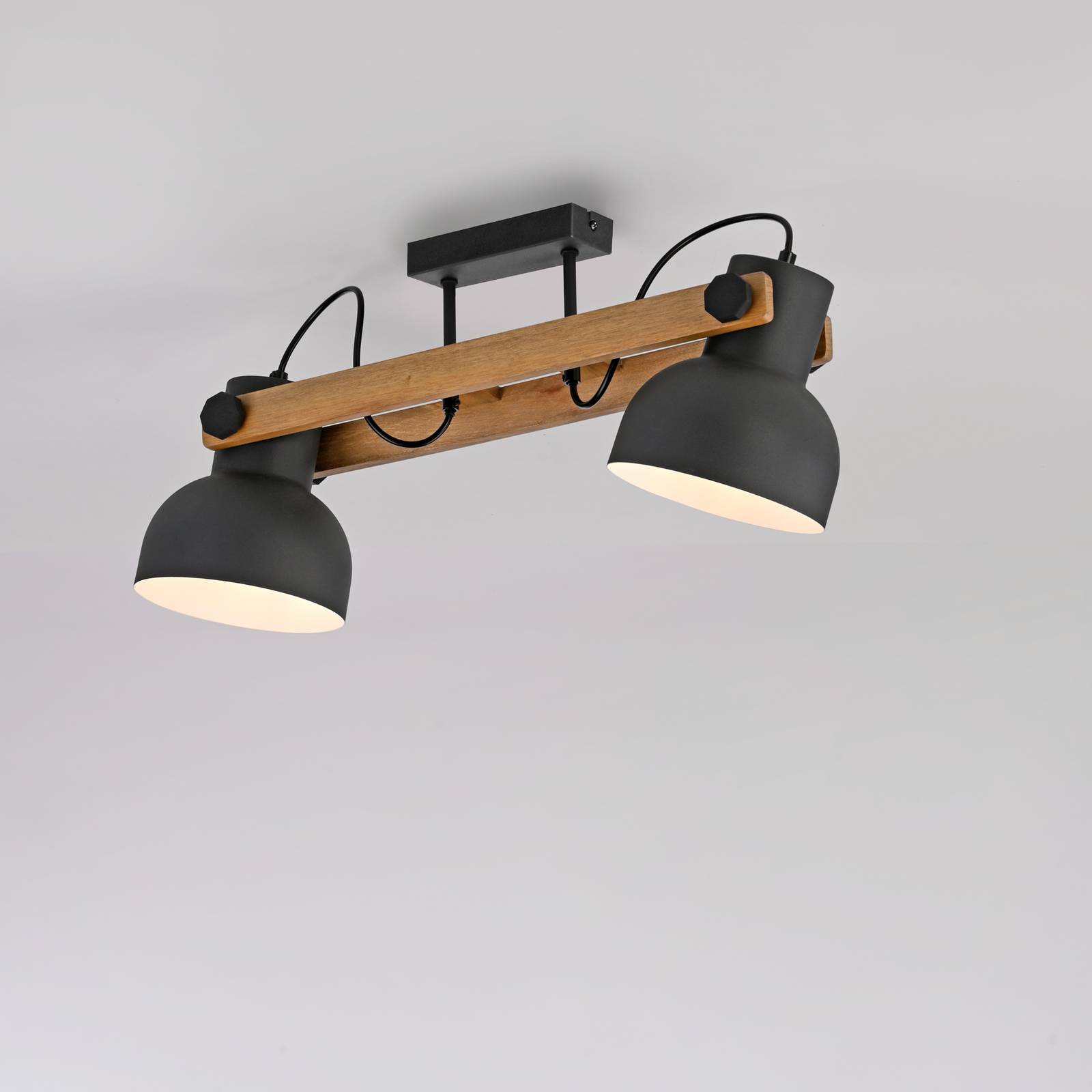 JUST LIGHT. Lampa sufitowa Cup 2.0, 2-punktowa, czarna, metalowa