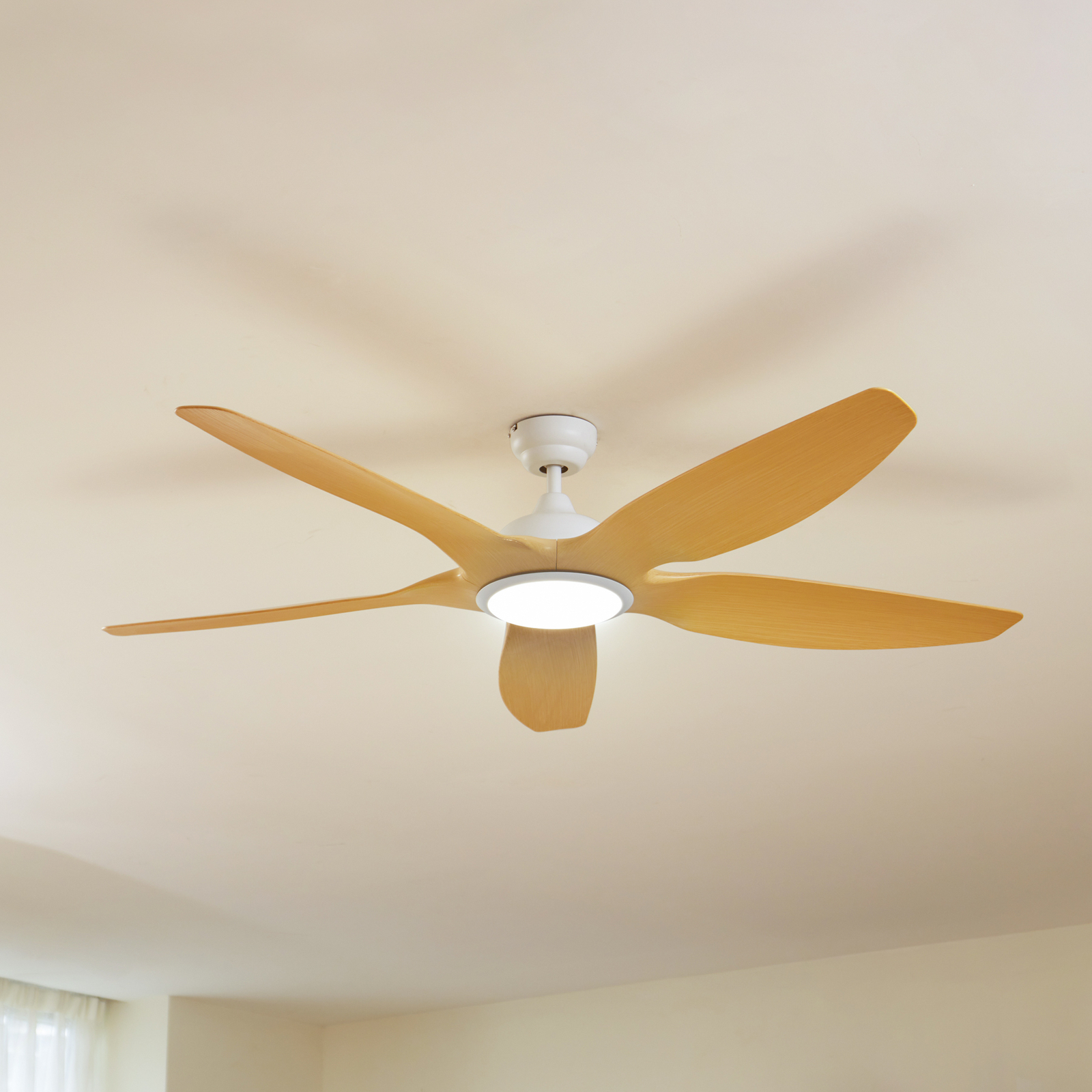 Lucande LED ceiling fan Omendo, white, DC, quiet, CCT