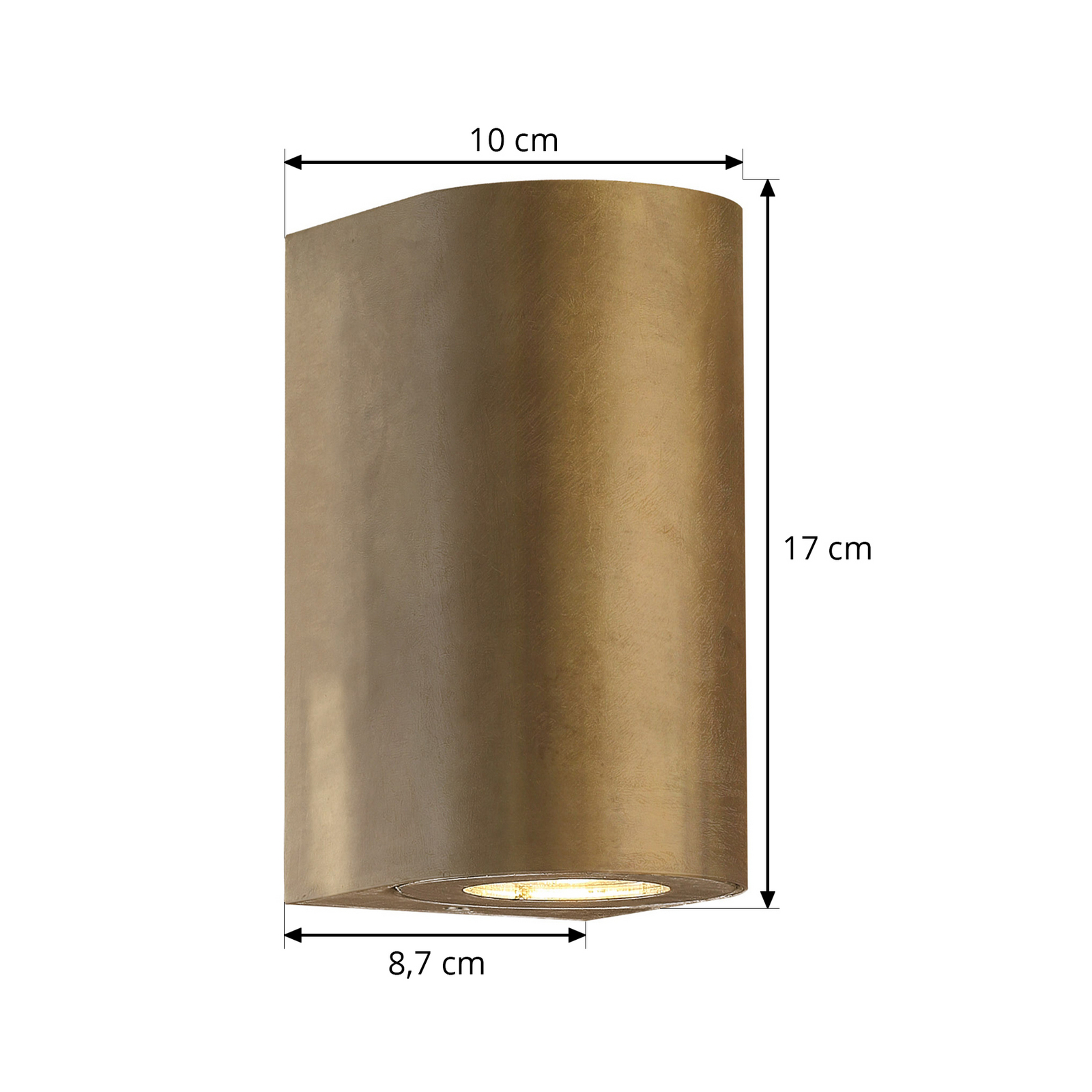 Außenwandlampe Canto Maxi 2, messingfarben, GU10, 17cm, IP44