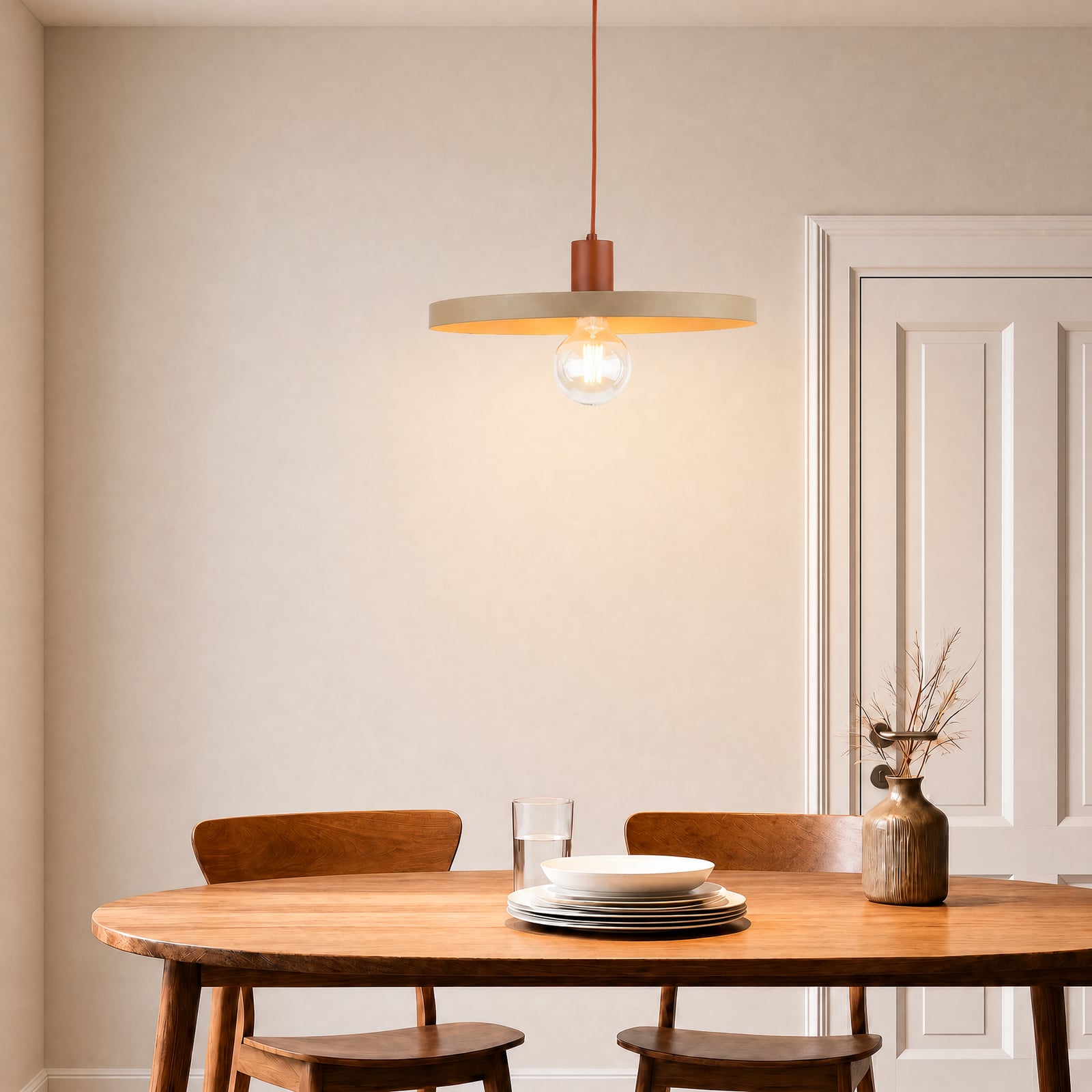 Suspension Sila, sable/rouge, métal, Ø 45 cm, E27