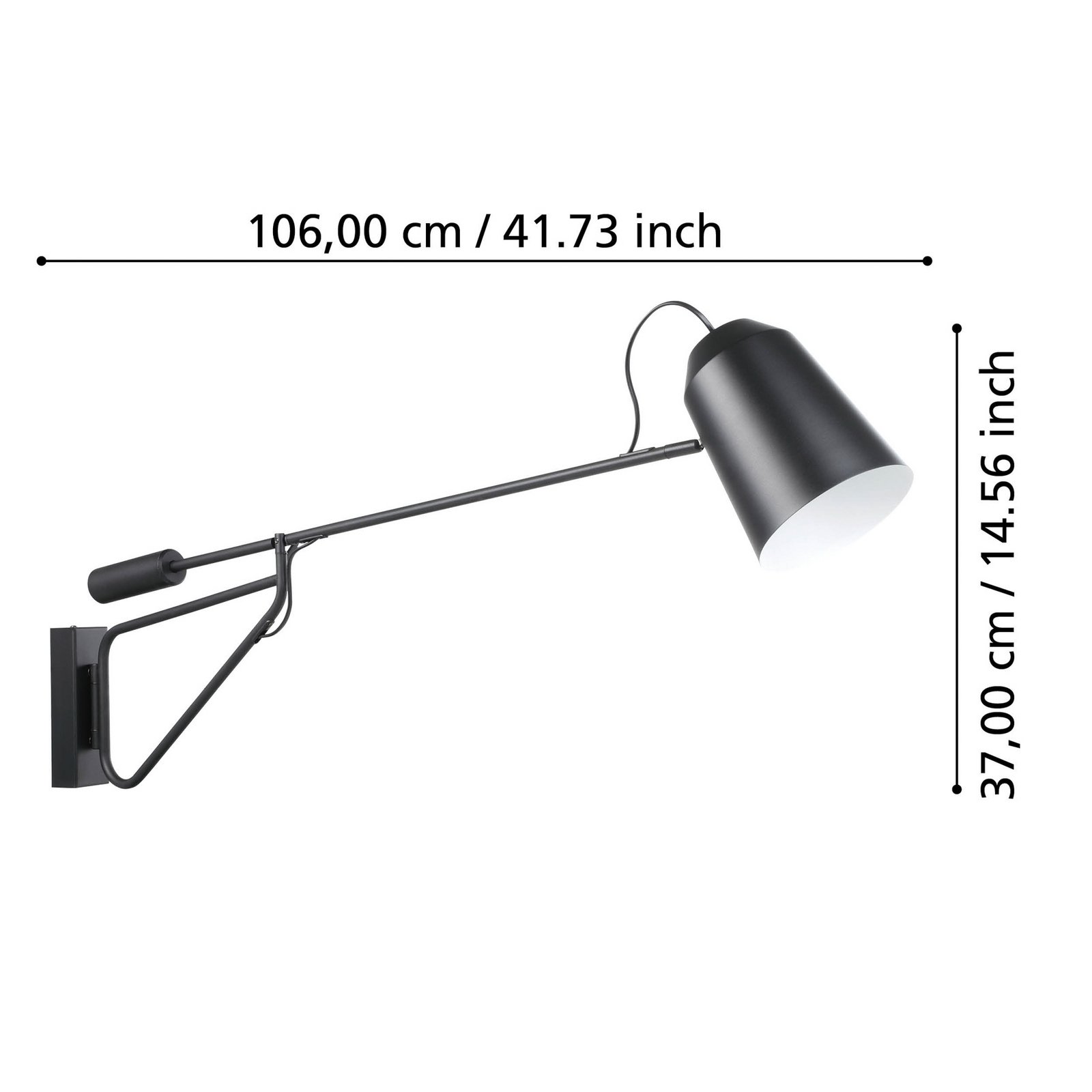 Wandlamp Loreto 1 met lange arm en stekker