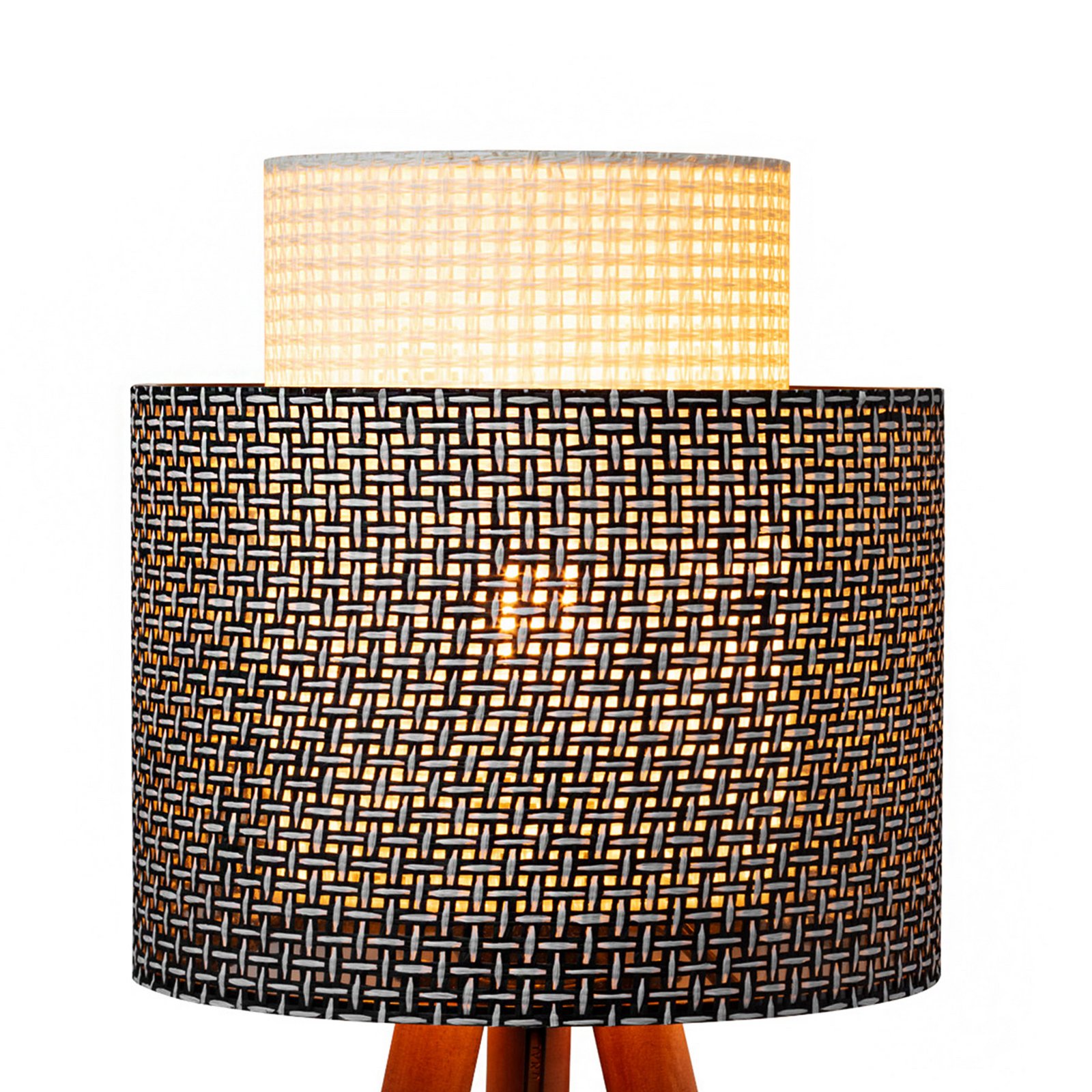 Stalinė lempa "Dona", juodai balta raštuota/medžio spalvos, audinys Stalinė lempa "Dona", juodai balta raštuota/medžio spalvos, audinys