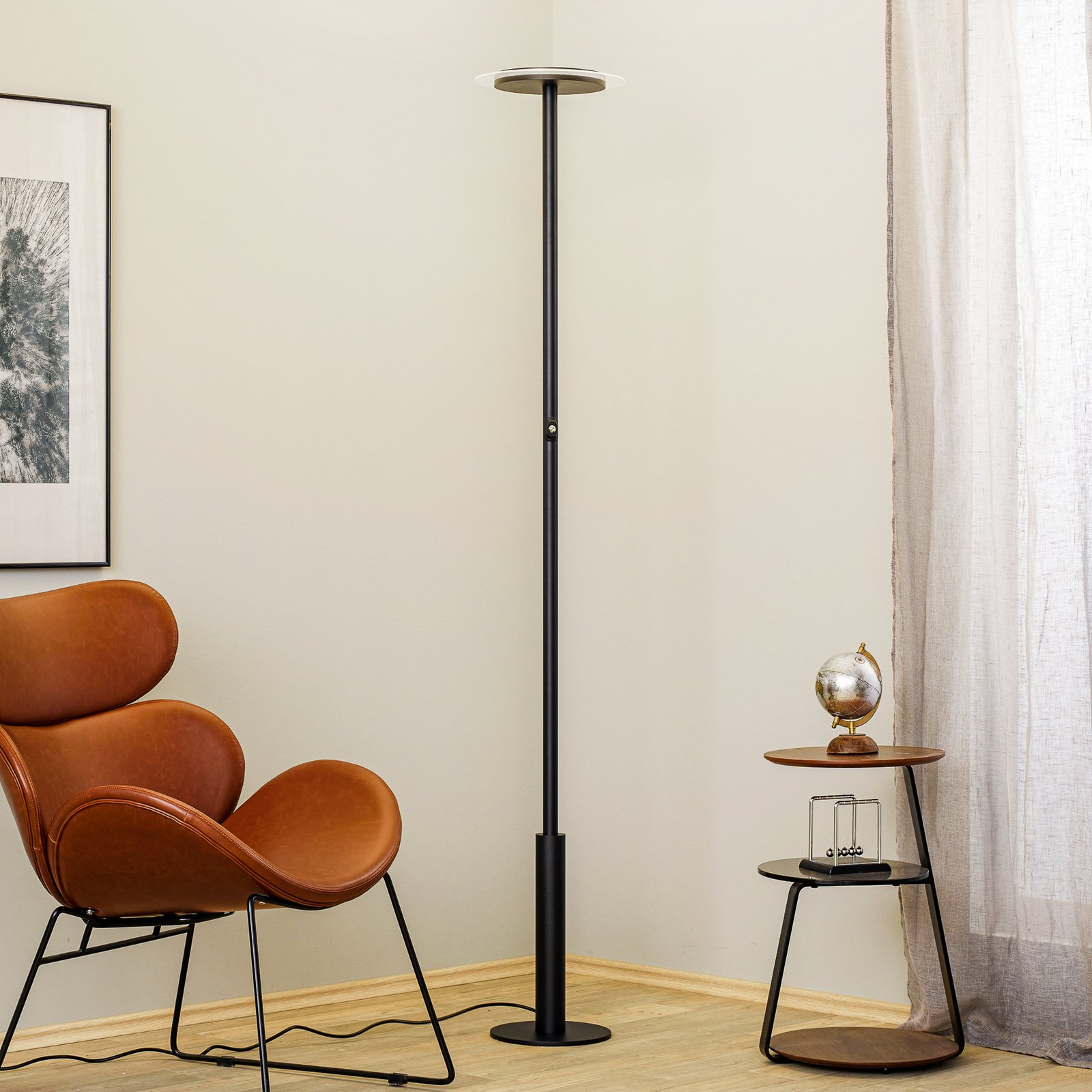 Arcchio Padoria LED floor lamp, dimmable, black