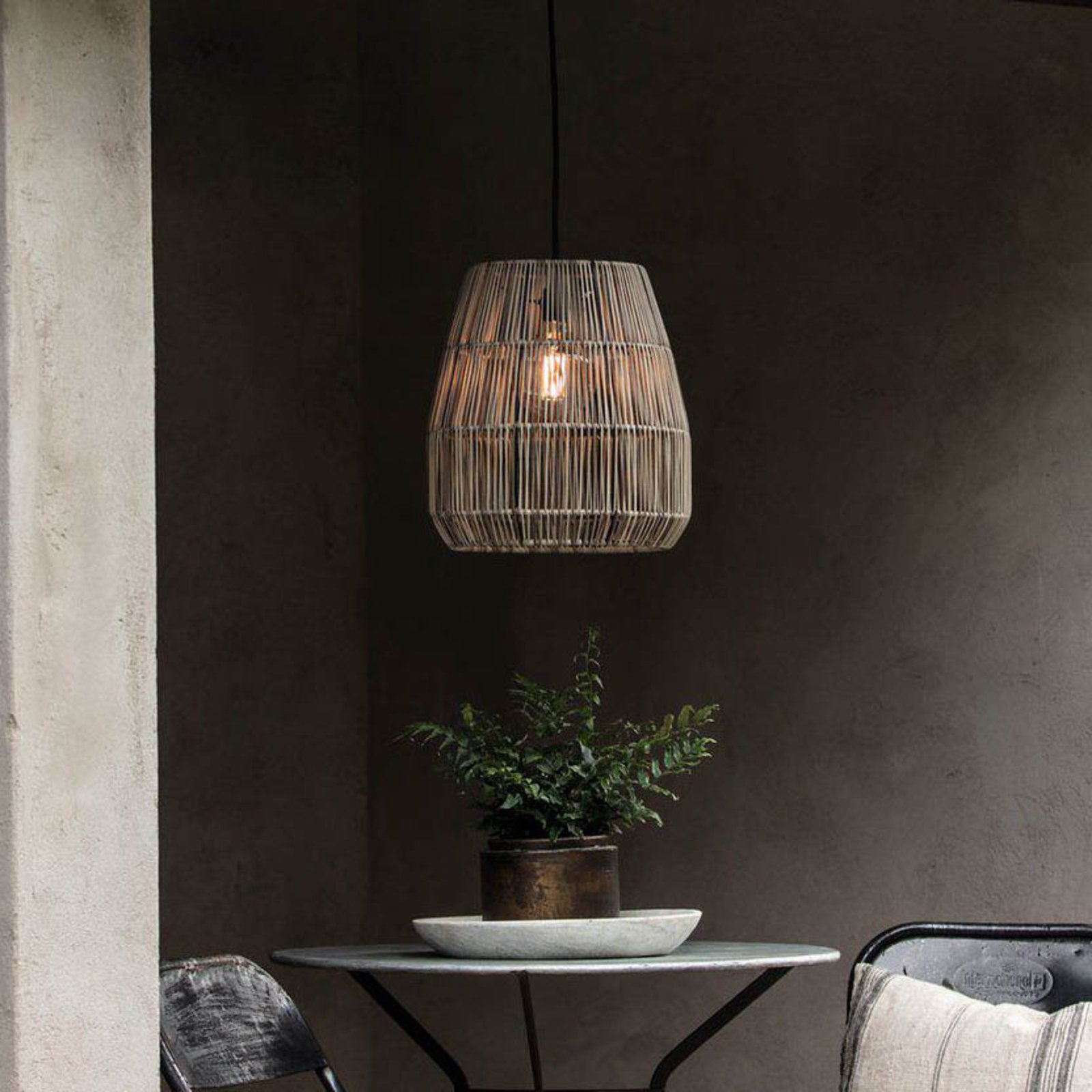 PR Home lampada a sospensione da esterno Saigon, grigio, Ø 28 cm, cavo 2,5 m