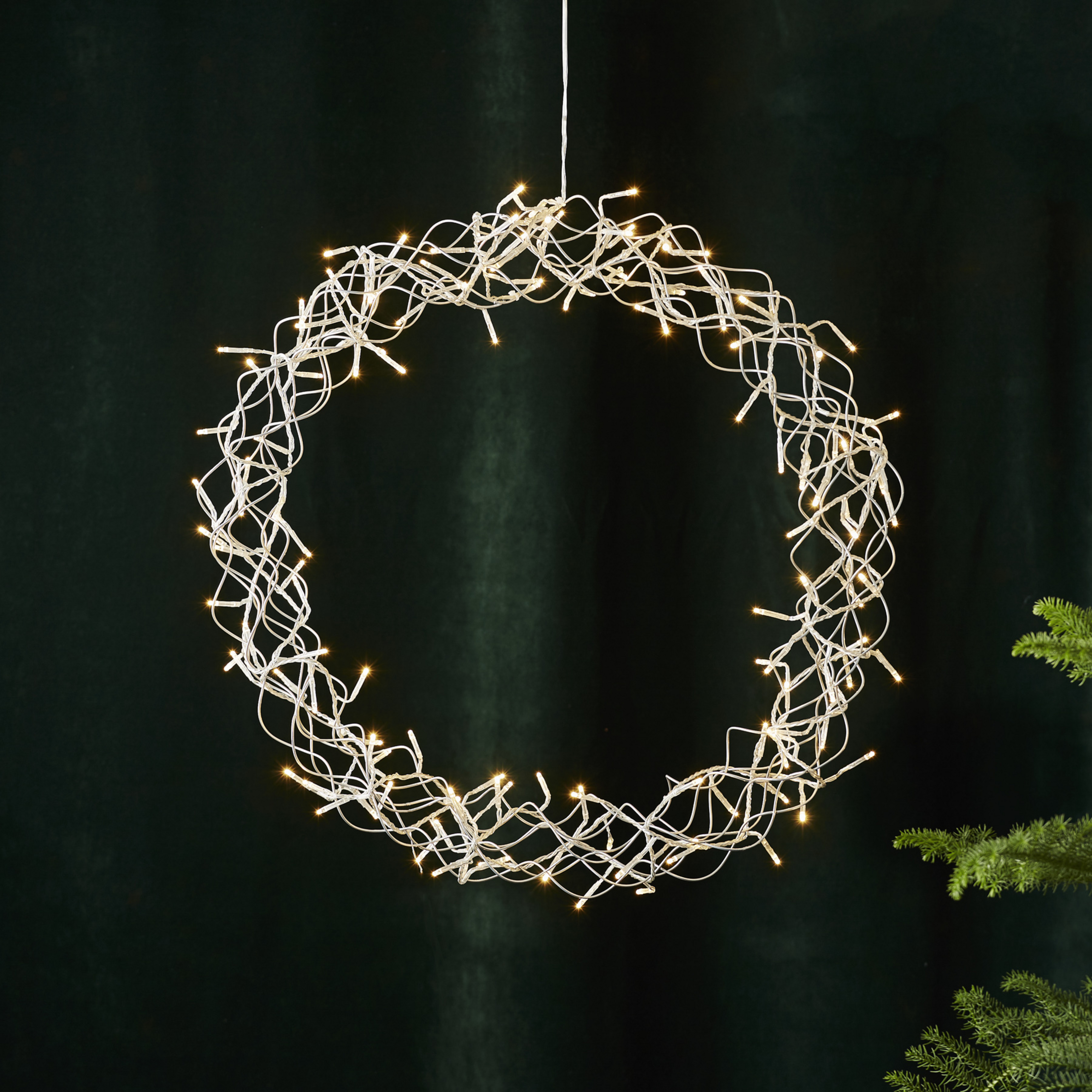 Ghirlanda LED Riccia, bianco caldo, Ø 50 cm