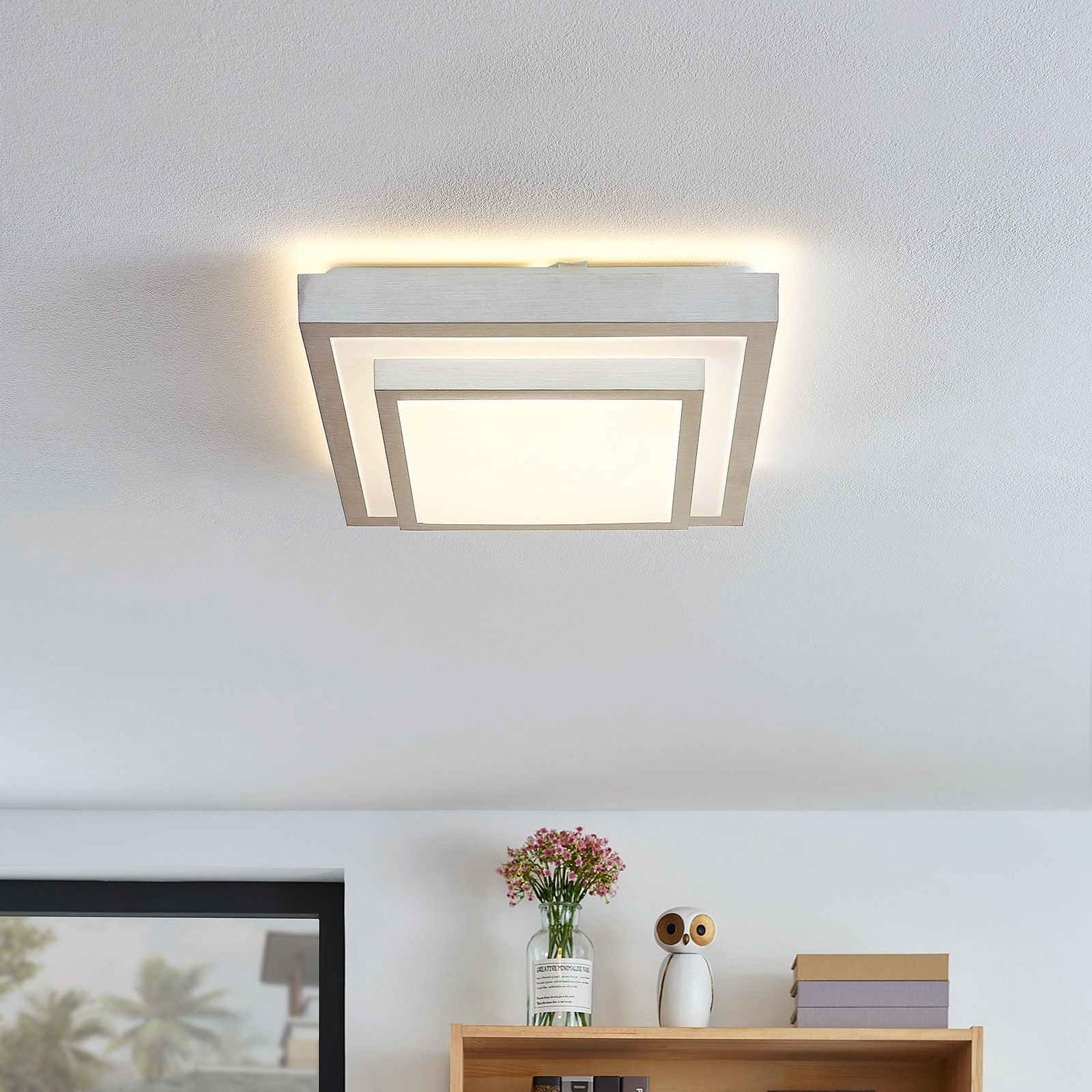 Lindby Mirco LED -kattovalaisin kulmikas, 37,5 cm