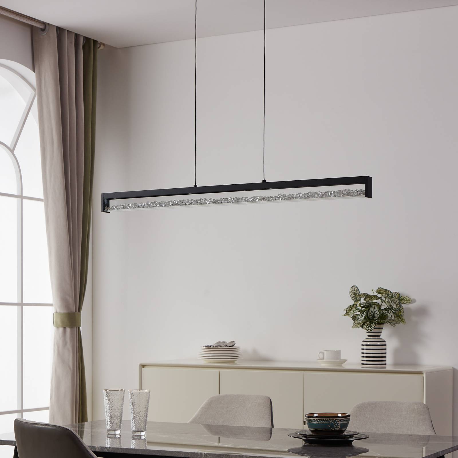 Żyrandol LED Cardito, tunable white 100cm czarny