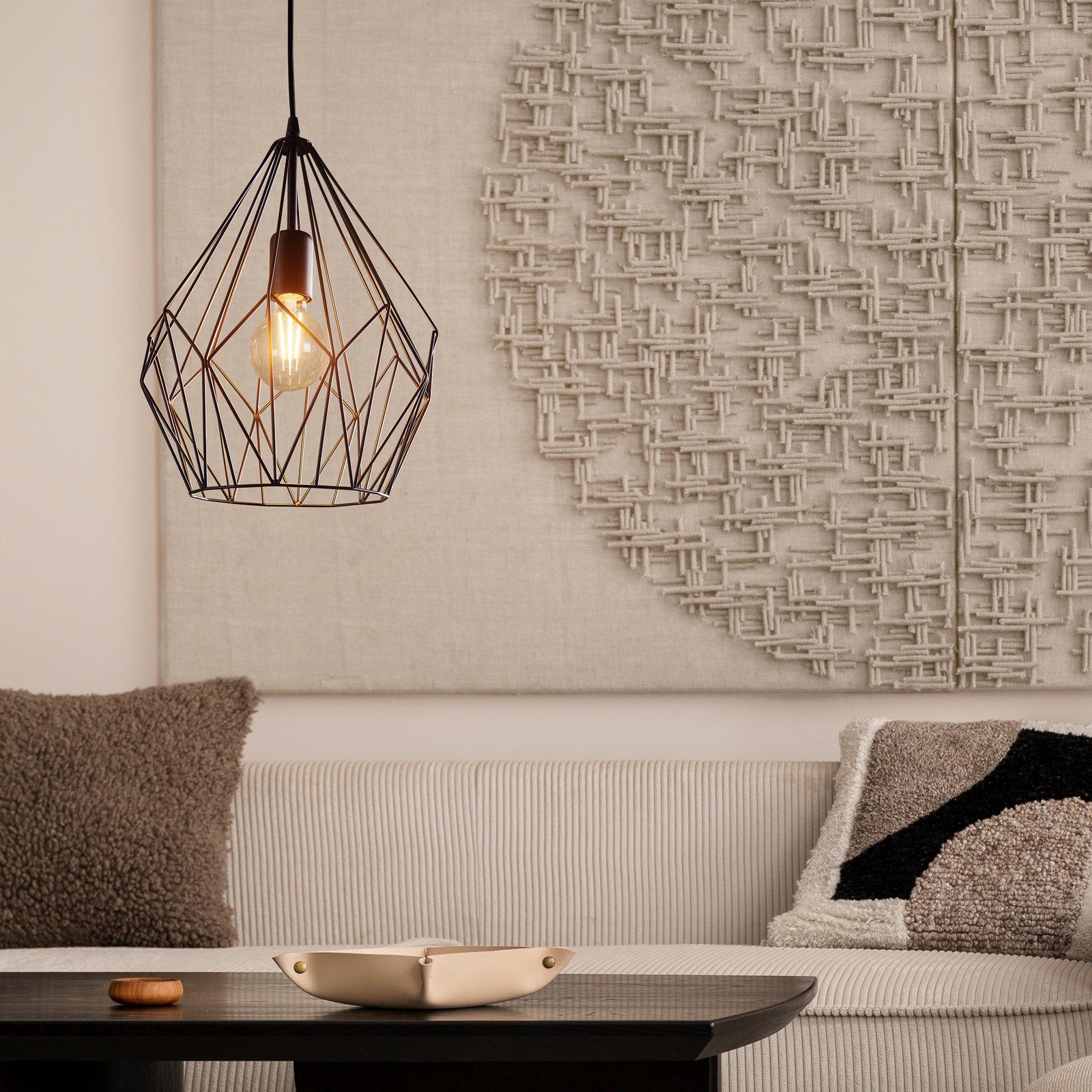 "Carlton" pakabukas su narvelio dizainu, juodas Ø31cm