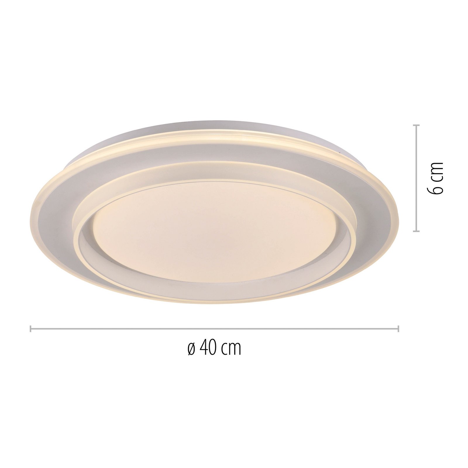 JUST LIGHT. LED plafondlamp Lago Ø 40 cm wit Afstandsbediening