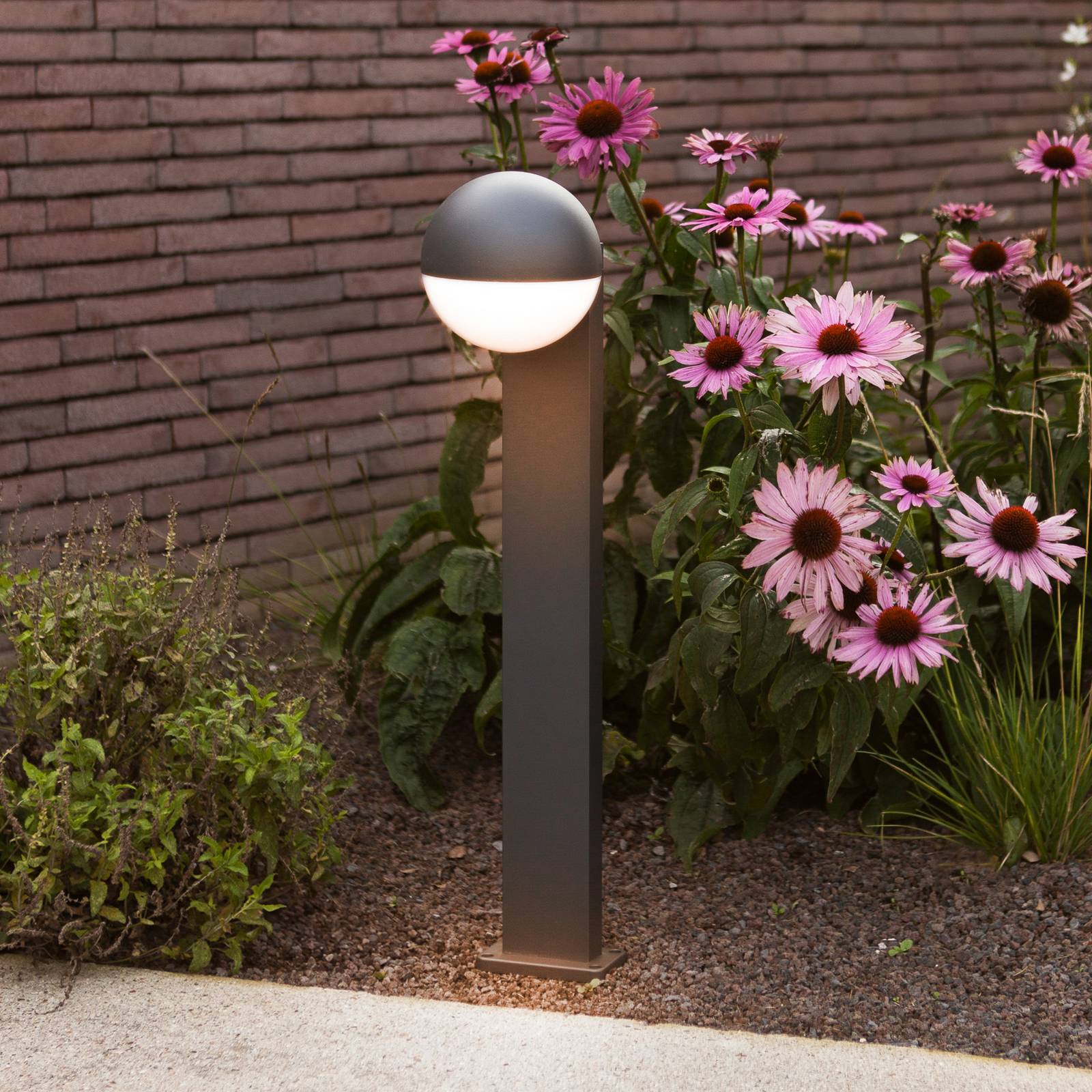 LUTEC Bornes lumineuses LOOMA, gris foncé, hauteur 70 cm, métal, IP54, E27