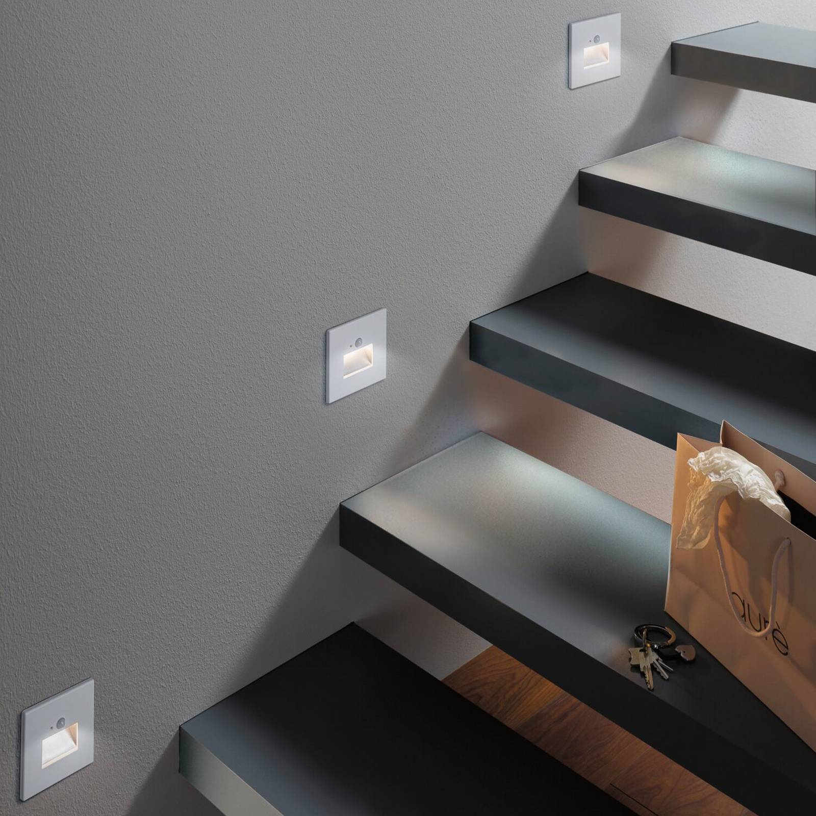 Applique encastrable murale à capteur LED Paulmann Edge Quadro, blanche 8x8 cm