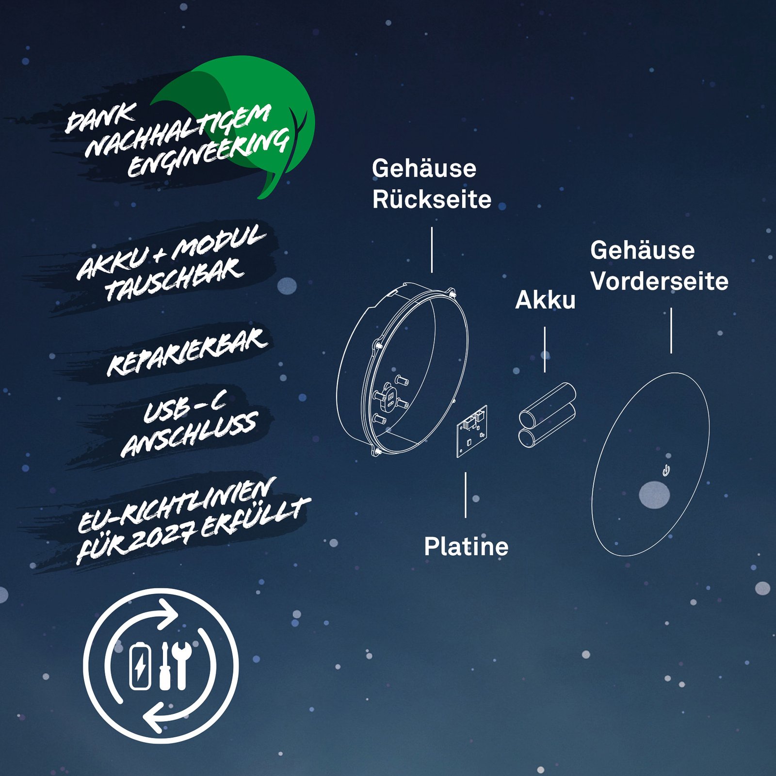 LED-Akku-Außenwandleuchte Aurora, weiß, Touchdimmer, IP54