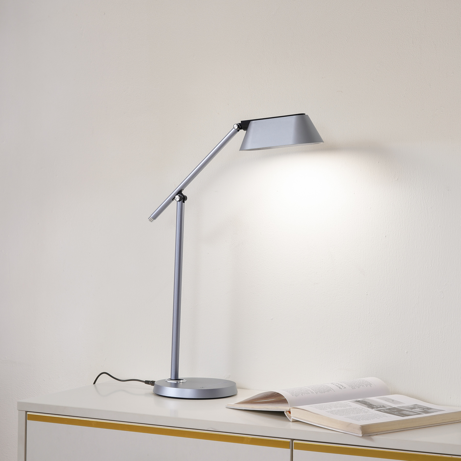 Thies LED Lampe de Table Dim. Gris - Lindby