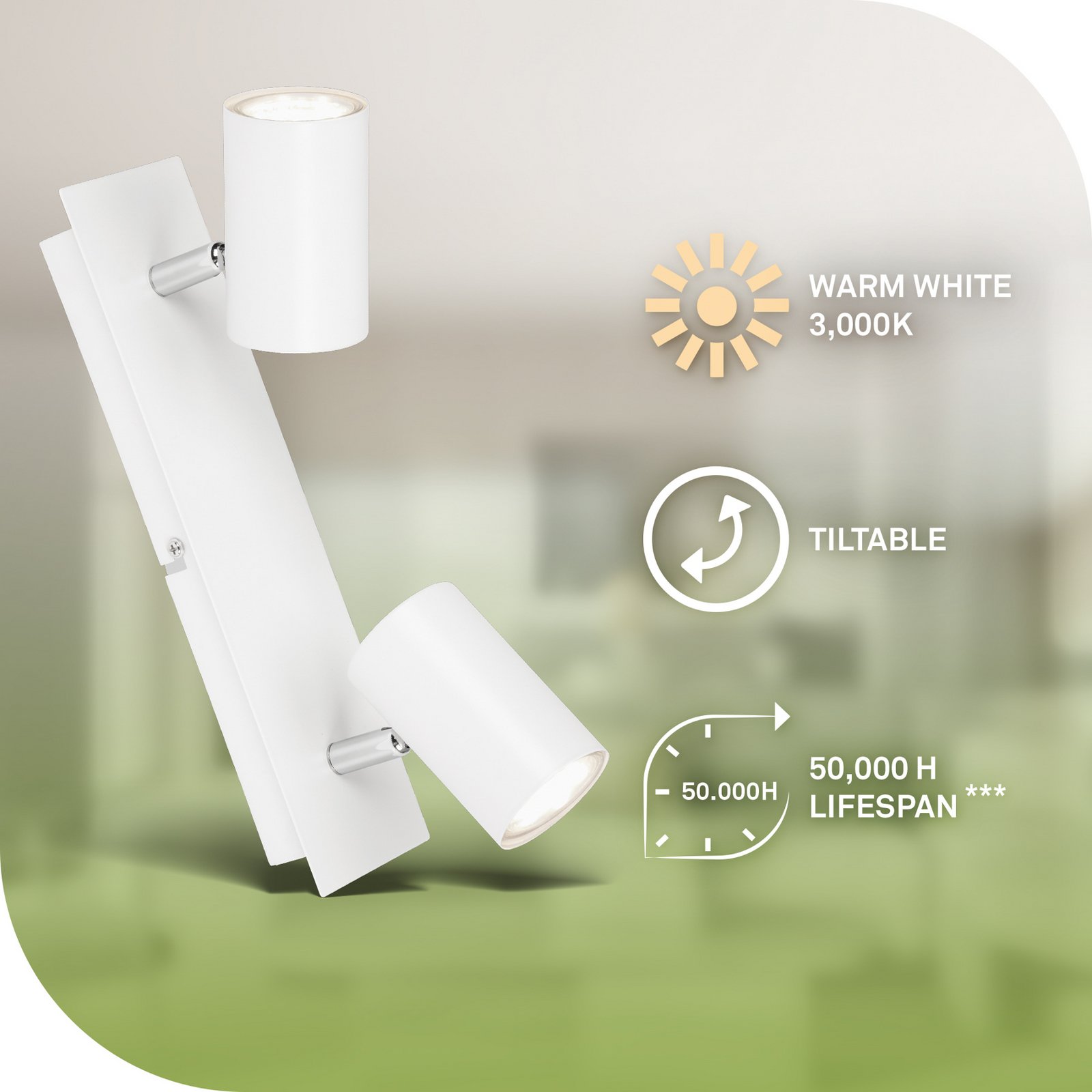 Isil A ceiling lamp, white, 2-bulb, metal, swivelling