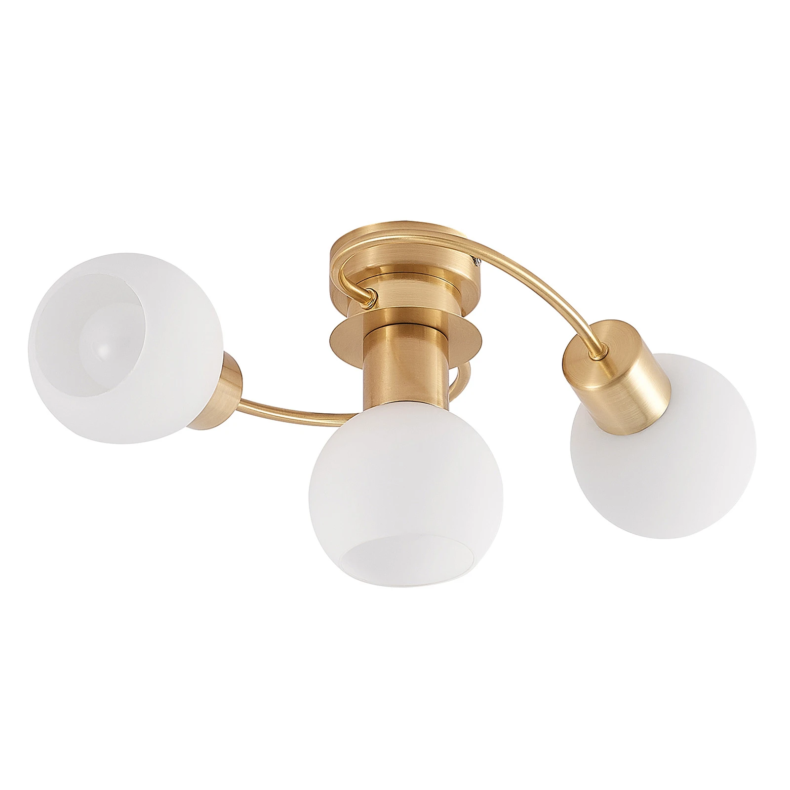 Plafón Lindby Ciala, 3 luces, color latón, cristal