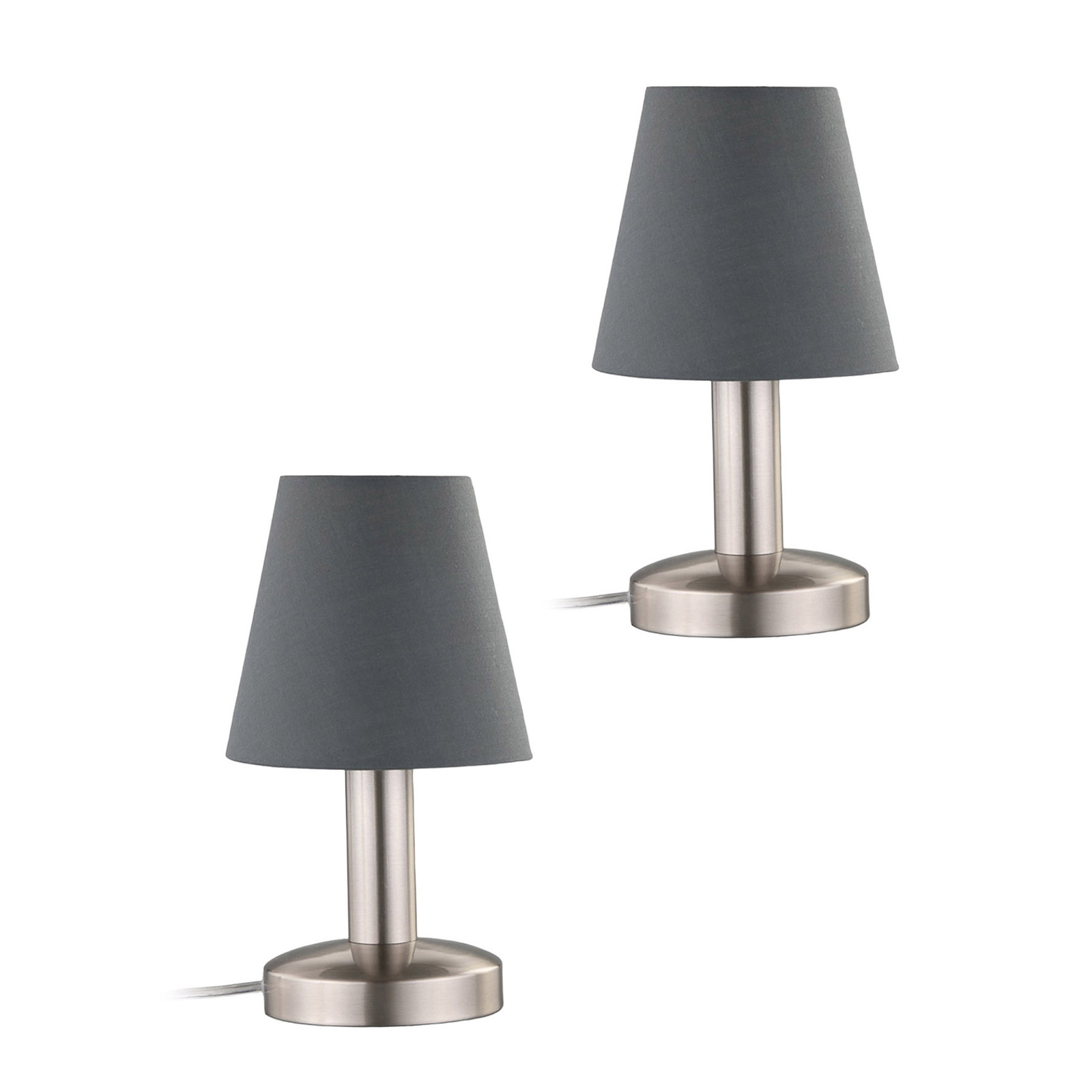 Hanno grey bedside table lamp fabric lampshade 2x