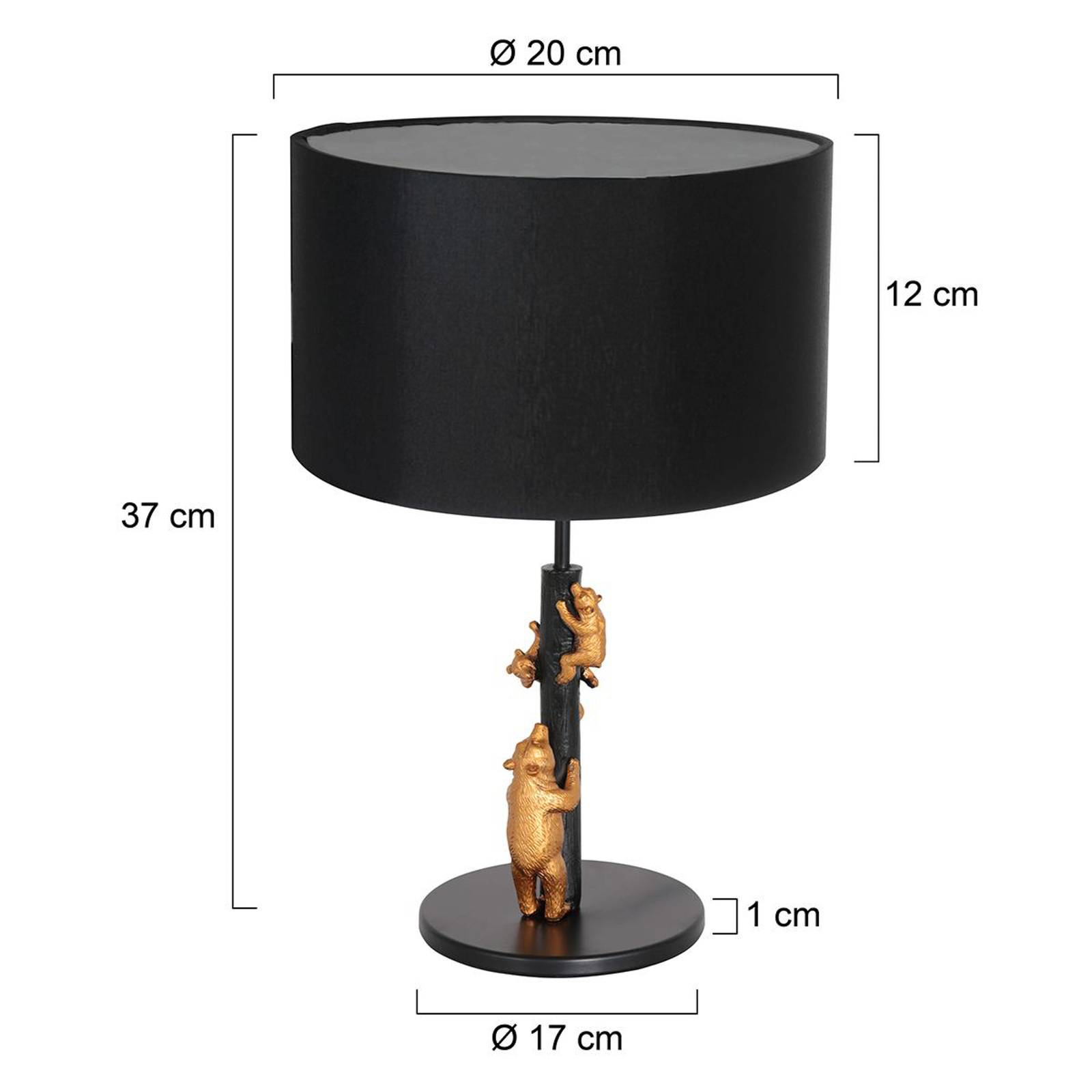 Animaux 7203ZW bordlampe metall lin svart