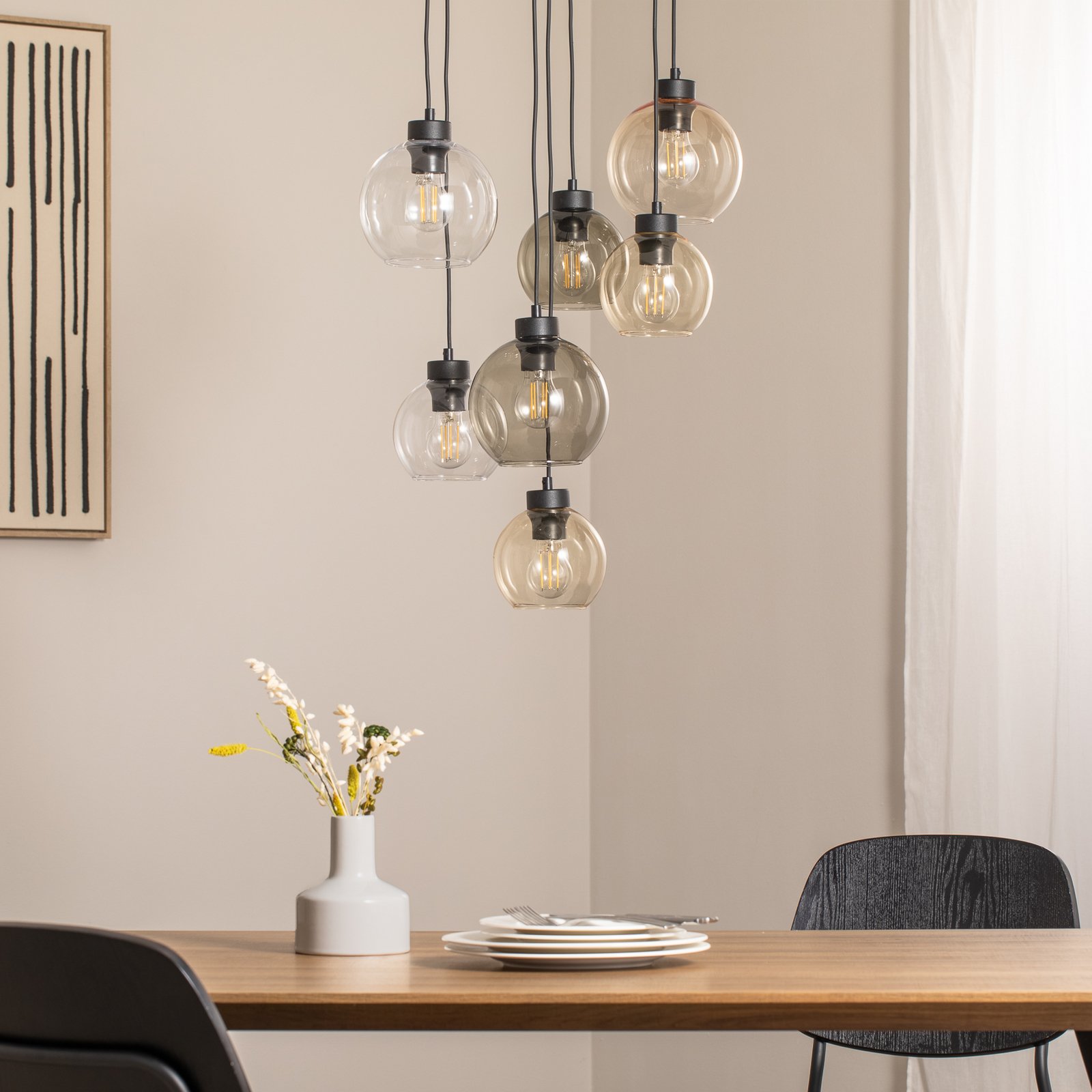 Pakabinama lempa Cubus Mix, Ø 49 cm, 7 lemputės, įvairių spalvų, stiklas, E27