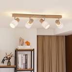 Lindby Wanessa downlight de techo, 4 luces, madera, blanco, E14