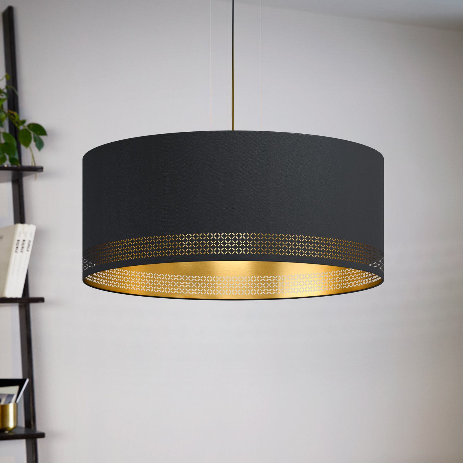 Lampada a sospensione Esteperra, nero/oro, Ø 53 cm