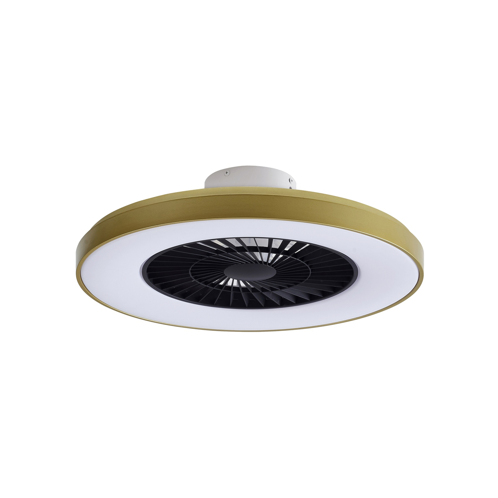 Lindby LED stropný ventilátor Teleo, mosadz, DC, tichý, Tuya