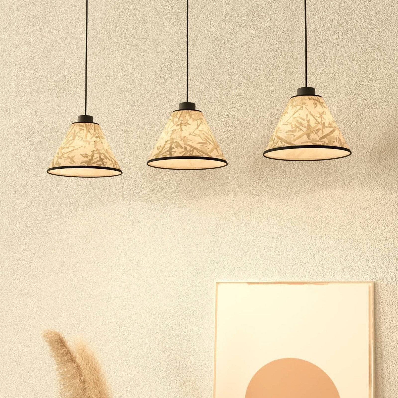 EGLO Suspensie Oxpark lungime 92 cm verde/alb/negru 3 lumini. - Camera de zi / sufragerie - modern - verde alb negru - Țesătură / Textil