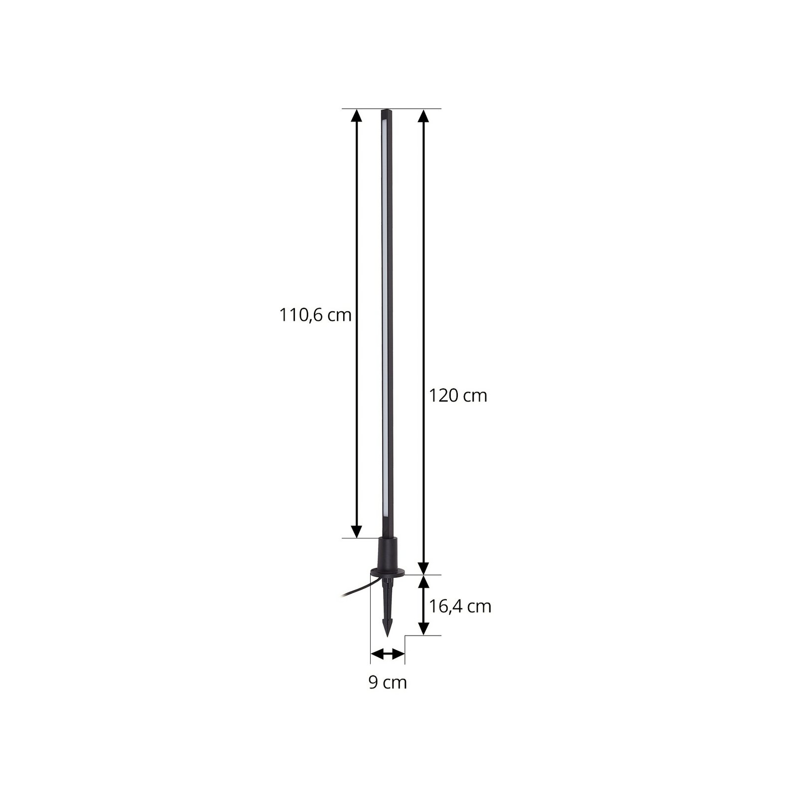 Neano chodníkové LED svetlo výška 120 cm čierne IP65 kov - Lindby