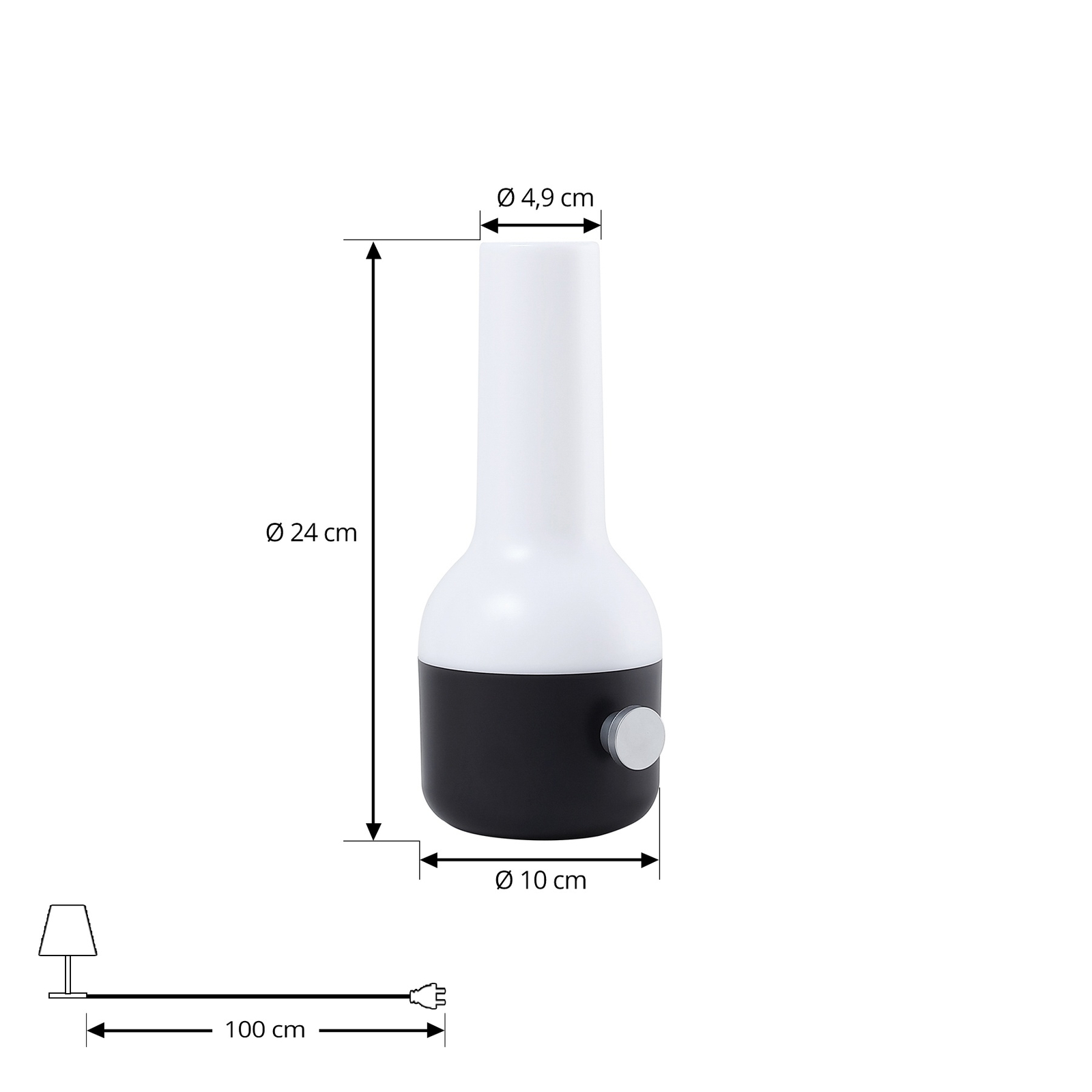 Lindby LED-Akku-Außentischleuchte Isaline, schwarz, dimmbar