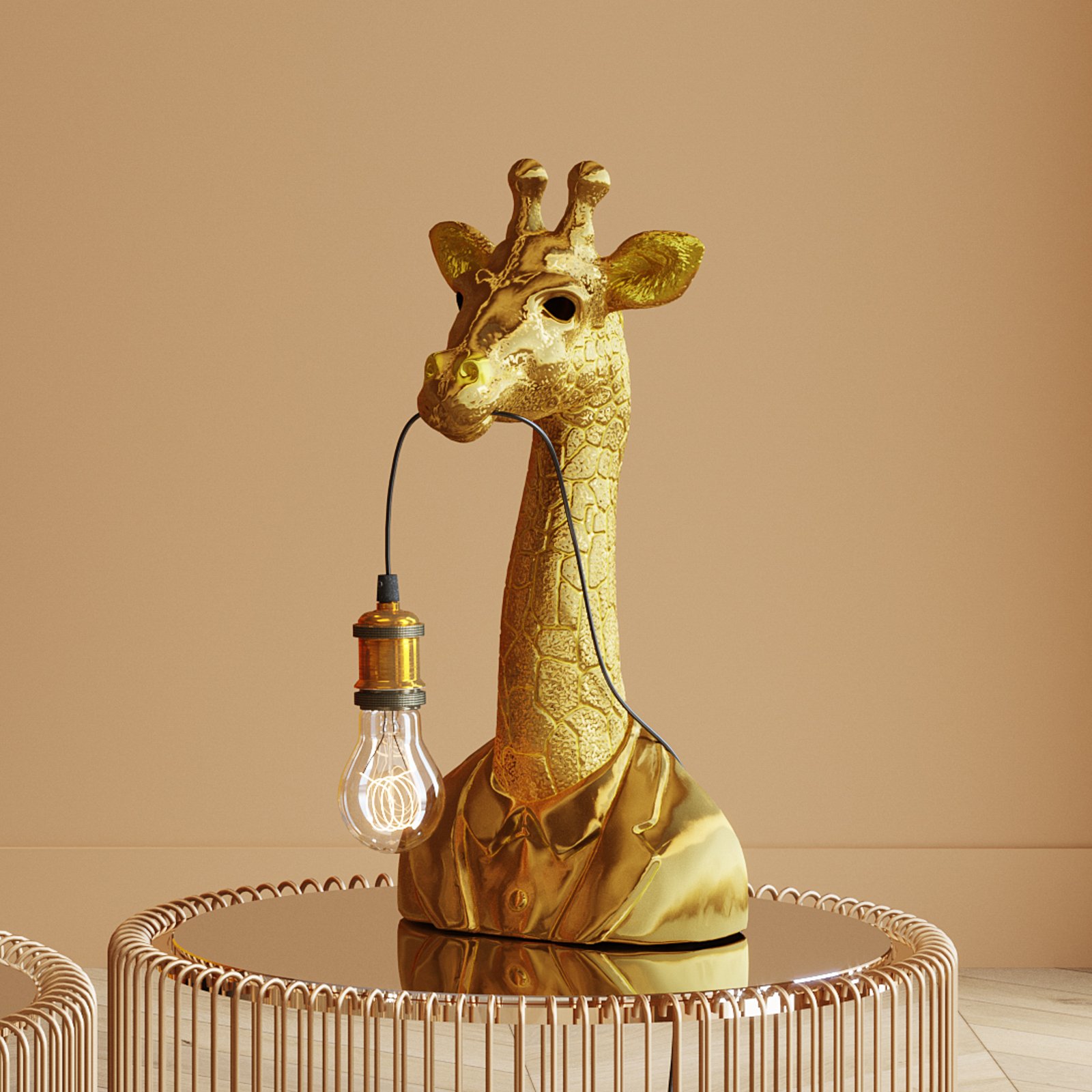 KARE Animal Giraffe lámpara de mesa alto 50 cm oro