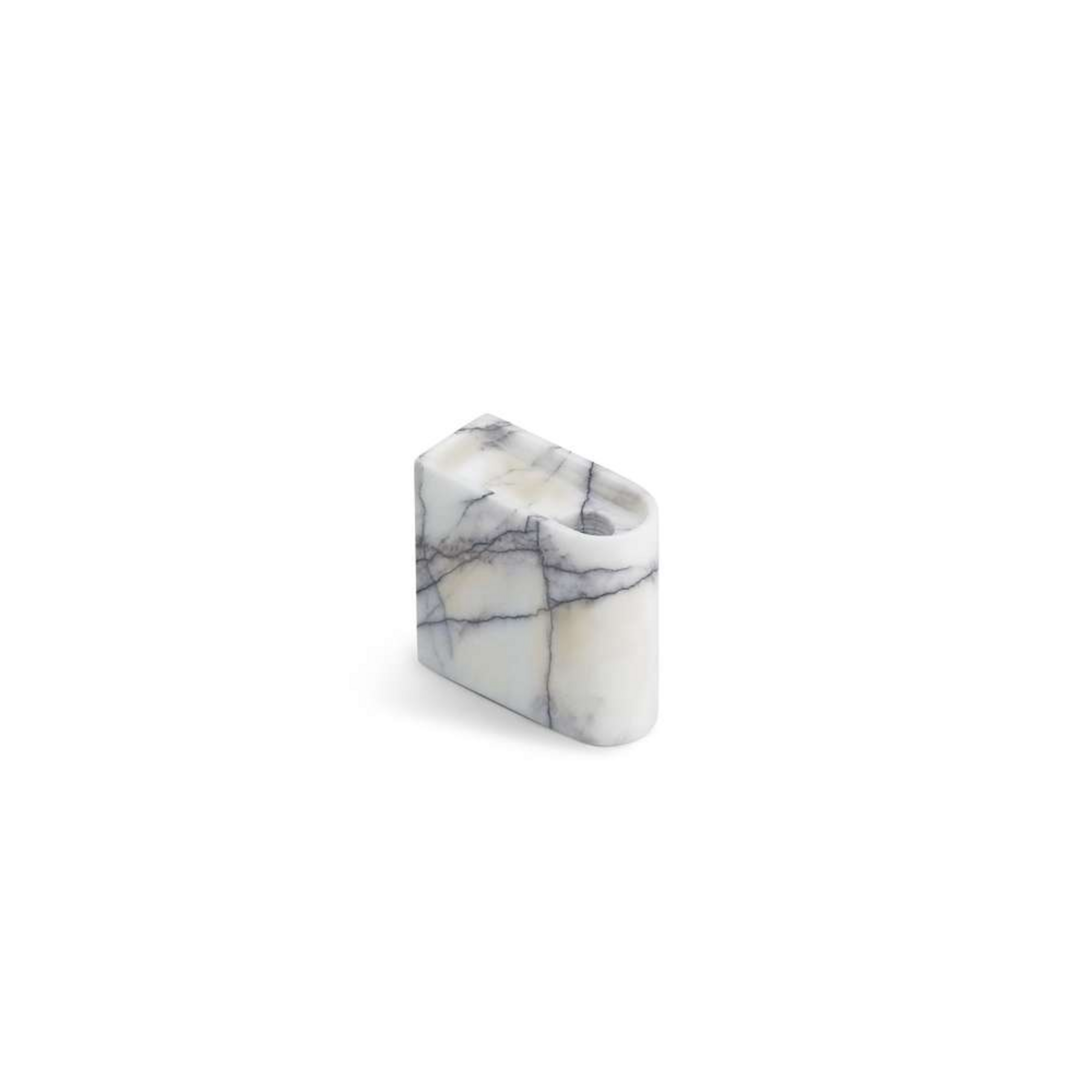 Monolith Portacandele Low Mixed White Marble - Northern