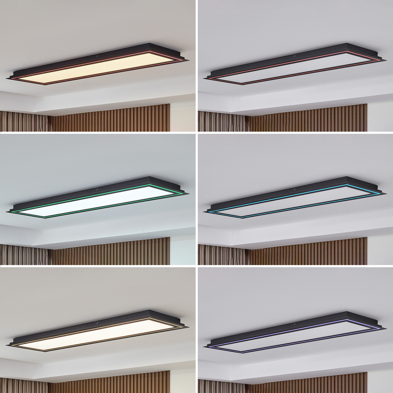 Stropné svietidlo Lucande LED Leicy, čierne, 124 cm, RGB, CCT