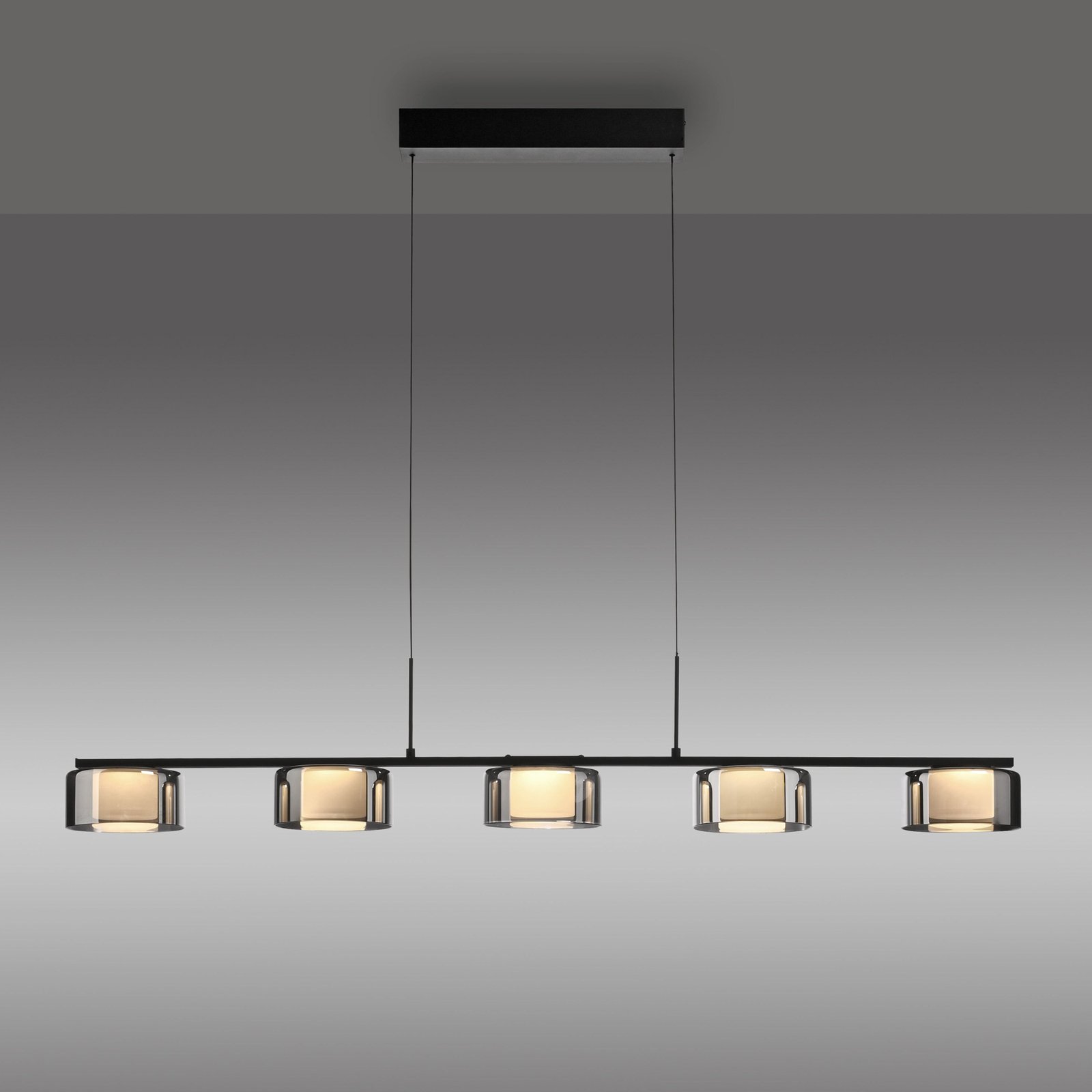 Paul Neuhaus hanglamp Rika, zwart, lengte 119 cm