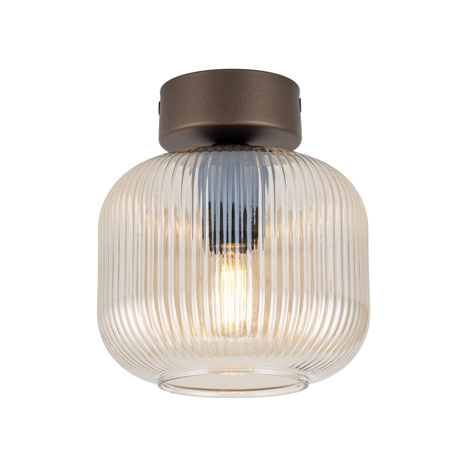 Plafonnier Salvia, marron/cognac, verre, Ø 15 cm, E14 Plafonnier Salvia, marron/cognac, verre, Ø 15 cm, E14