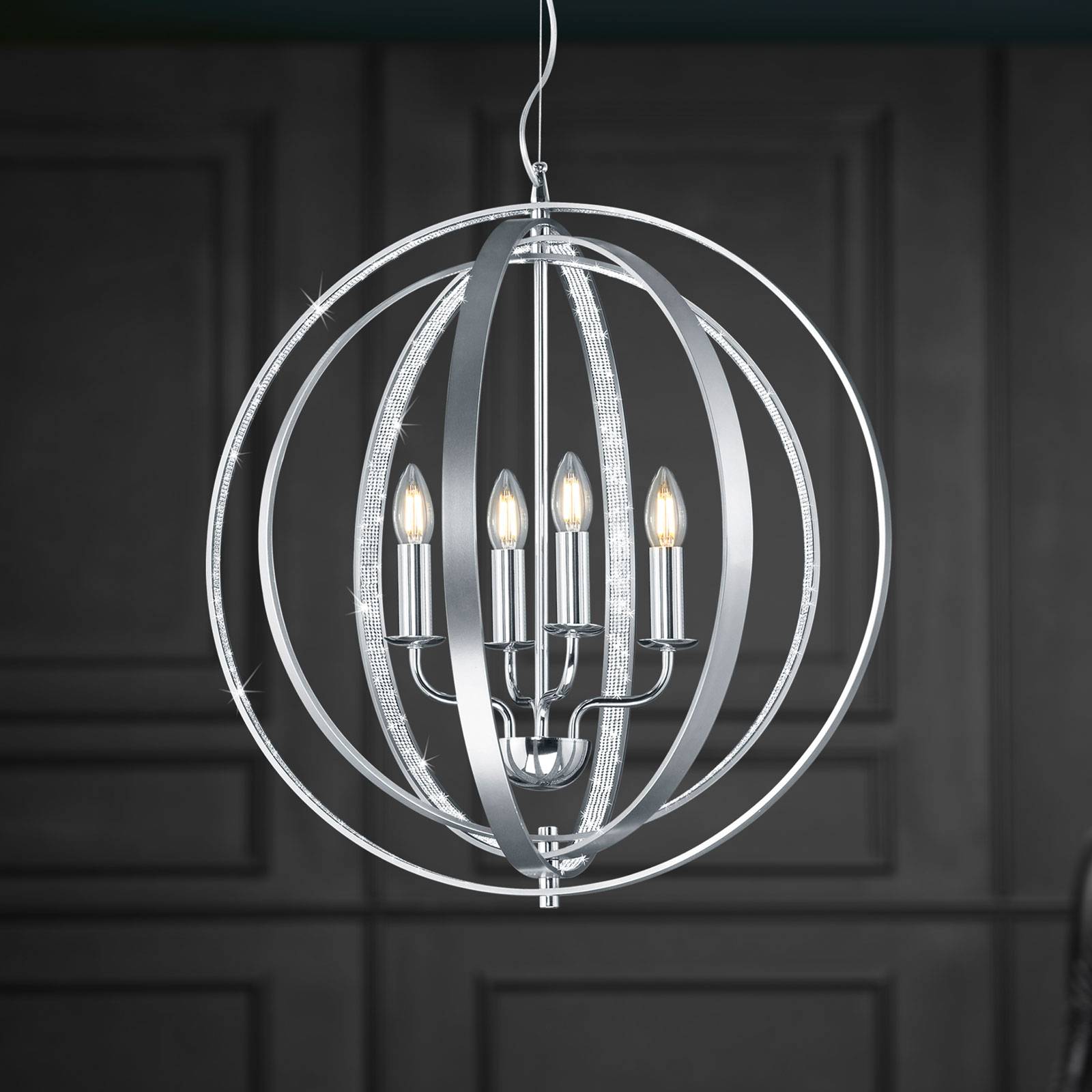 Bolronde hanglamp Candela in aluminium en chroom