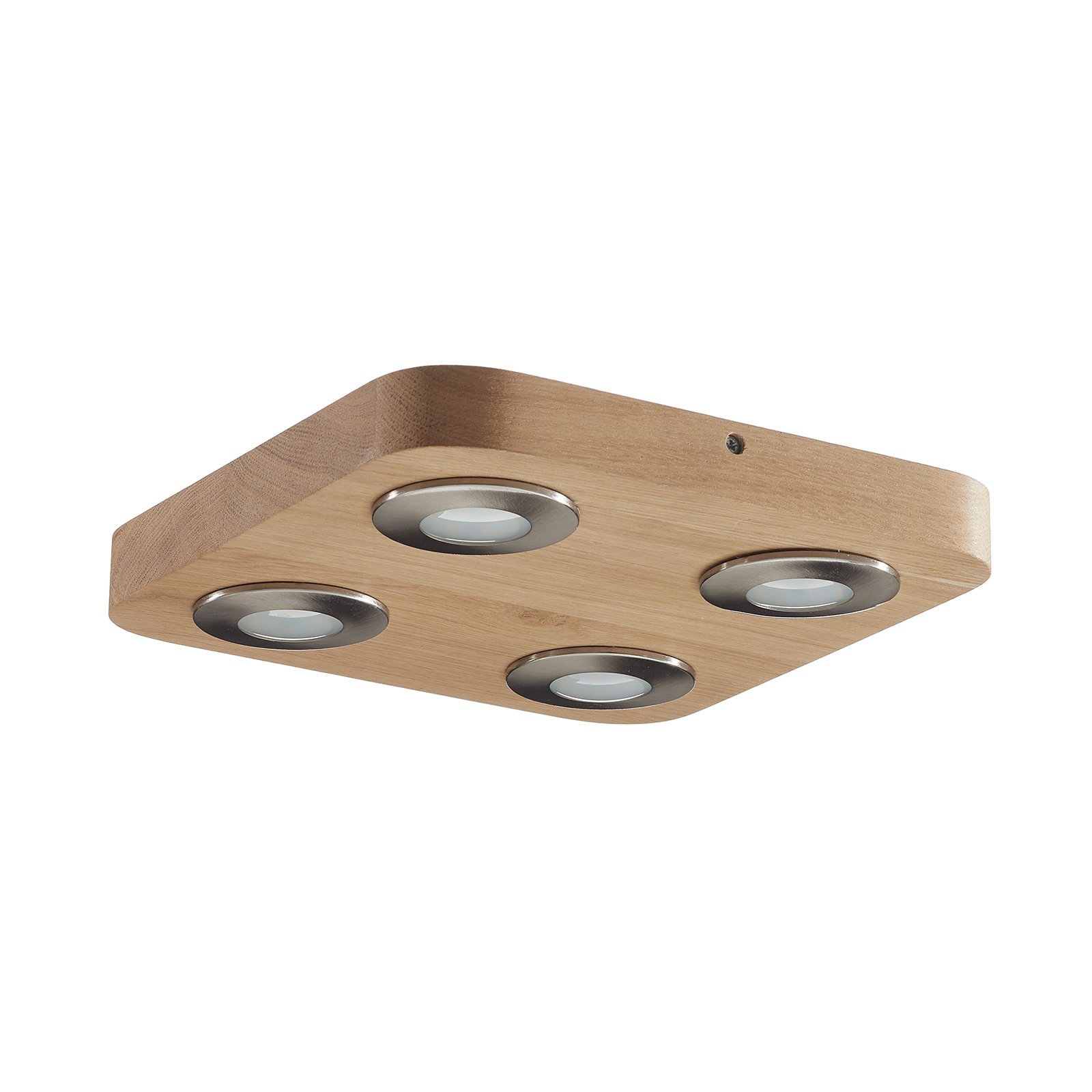 4-lamps LED plafondlamp Sunniva uit eikenhout