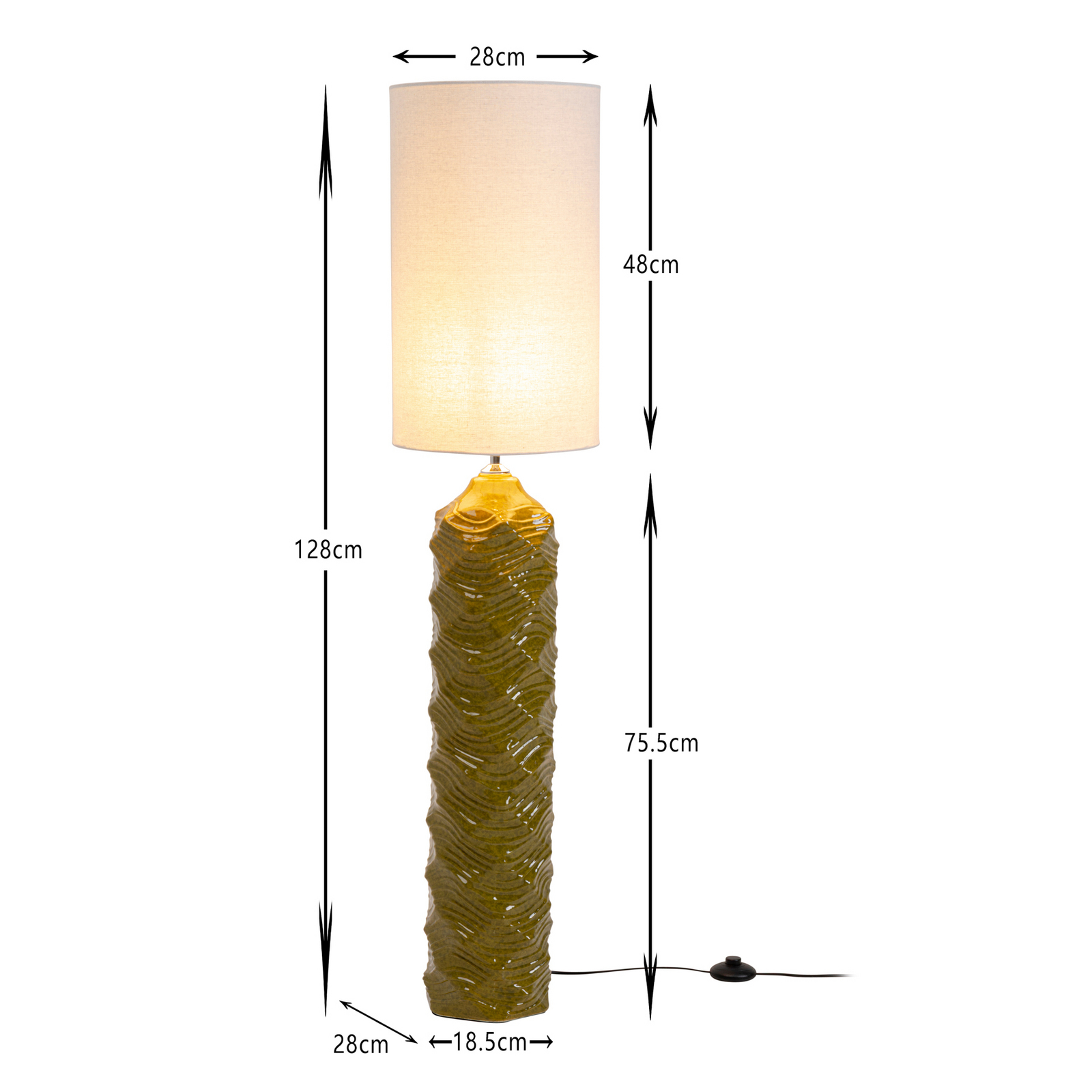 Kare põrandalamp Luma, roheline, puuvill/keraamika, 128 cm Kare põrandalamp Luma, roheline, puuvill/keraamika, 128 cm