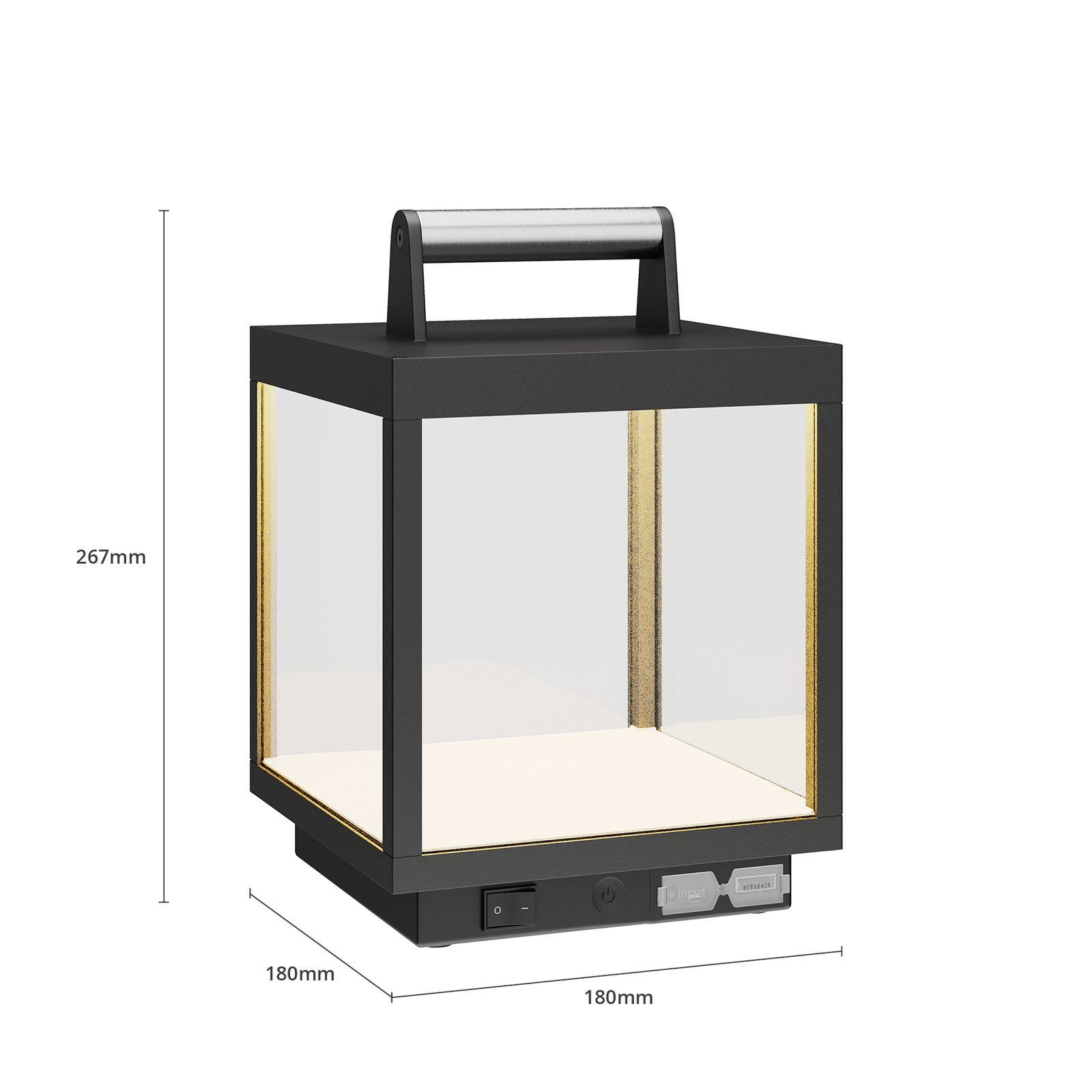 Lucande oppladbar LED-bordlampe Cube, aluminium, USB, IP54, dimbar