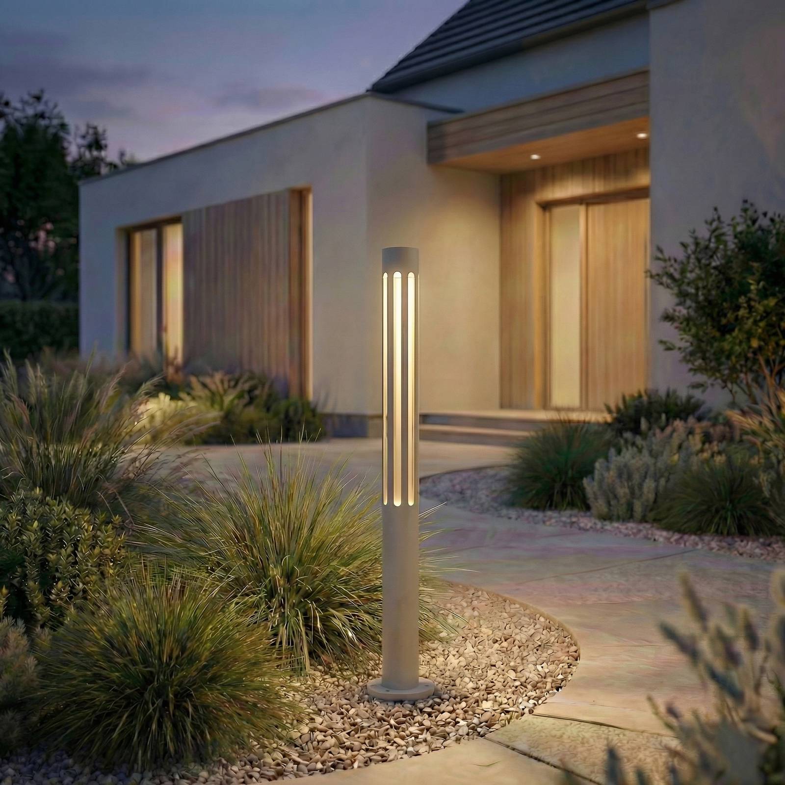 Lindby LED tuinpadverlichting Fjorya, hoogte 60 cm, steengrijs, IP65