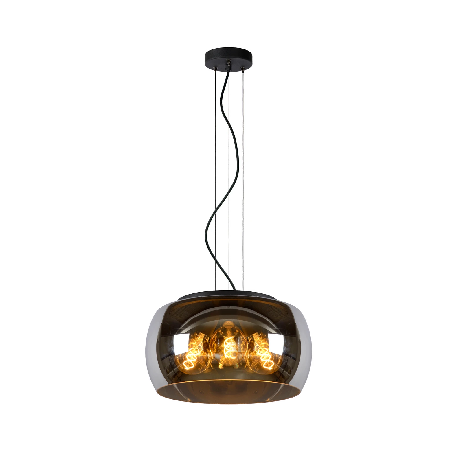 Lámpara colgante Olivia, vidrio de humo, Ø 40 cm